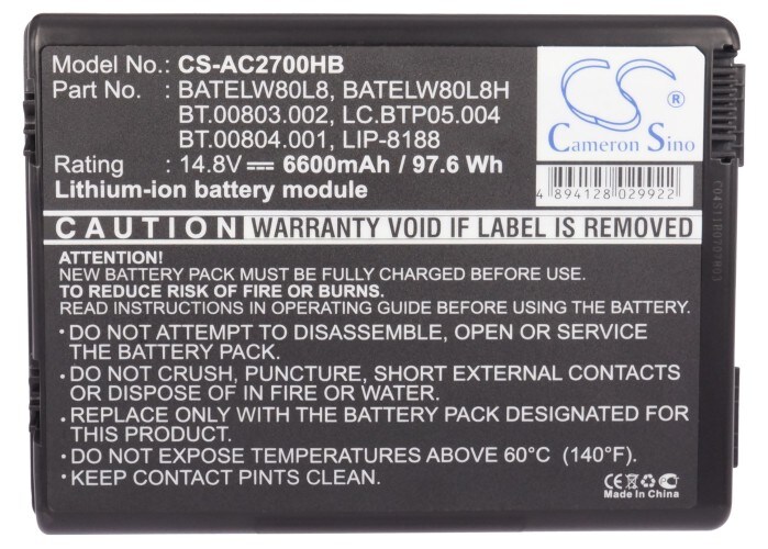 Batteri til bærbar PC for Acer TravelMate 2200, TravelMate 2201 og andre.