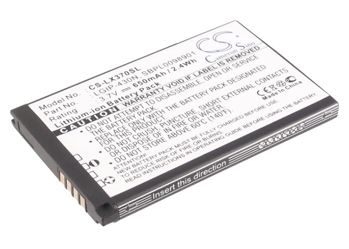 Batteri for SmartPhone, Mobil for LG LX370, LX370 Slider, LX290 og andre.