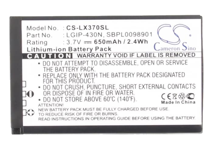 Batteri for SmartPhone, Mobil for LG LX370, LX370 Slider, LX290 og andre.