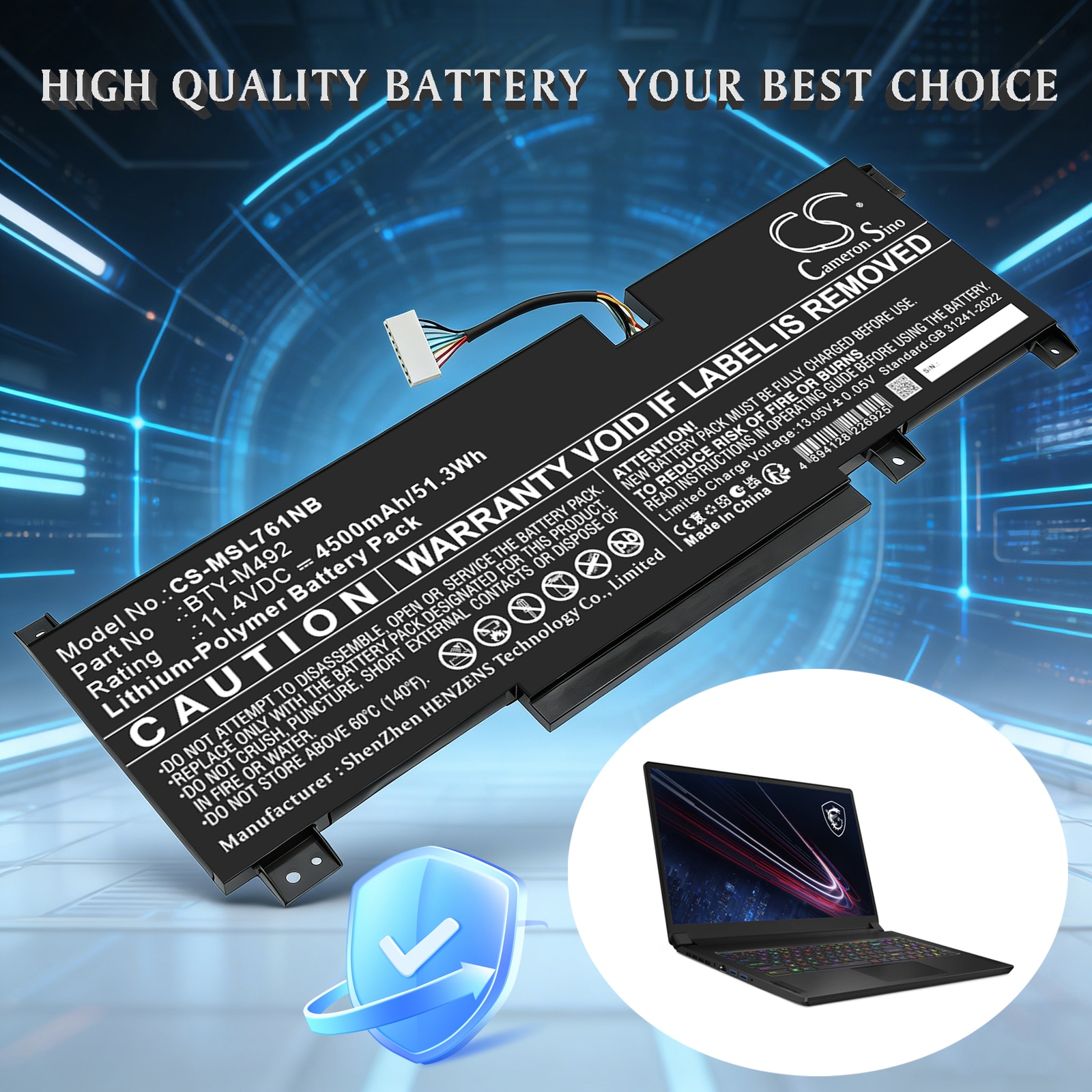 Batteri til bærbar PC for MSI Bravo 15 B5DD-007XES, Bravo 15 B5DD-012XES og andre