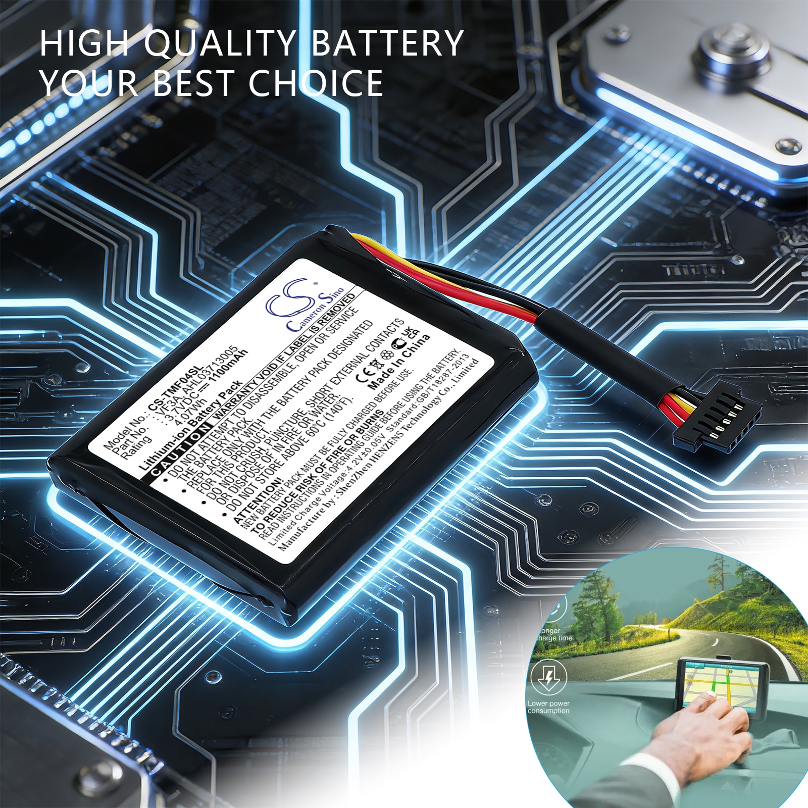 Batteri for Navigator, GPS for TomTom XL Live, 4EL0.001.01, XL LIVE TTS 4EL0.017.01 og andre.