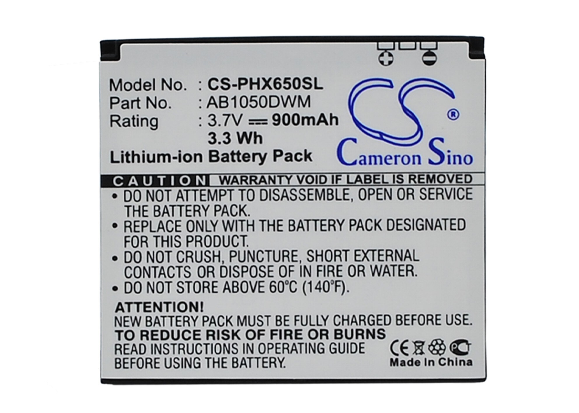 Batteri for SmartPhone, Mobil for Philips Xenium X810, Xenium X650, Xenium X510 og andre.