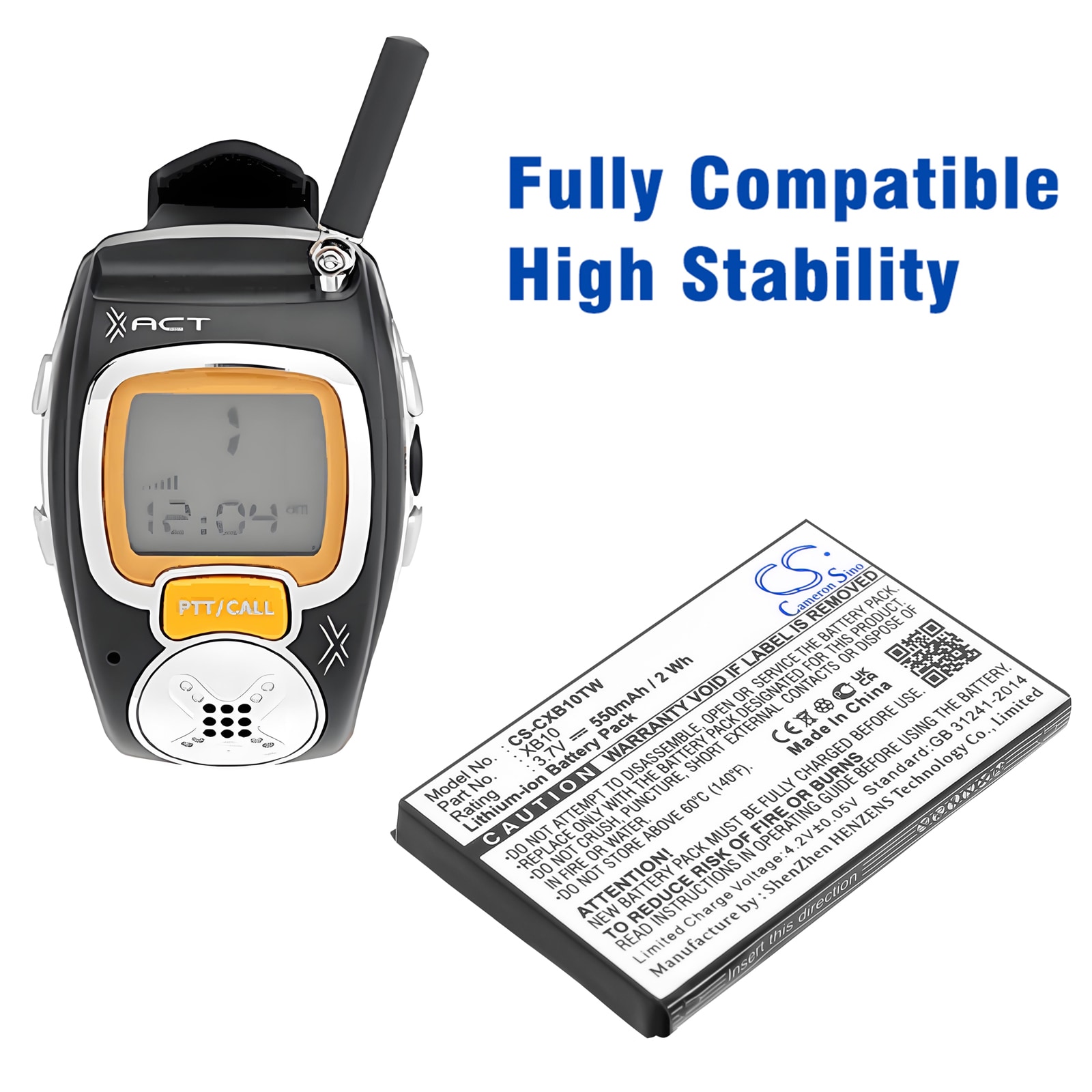 Batteri til Toveis-radio for Xact Communication Wristlinx x3x, Wristlinx x2x og andre.