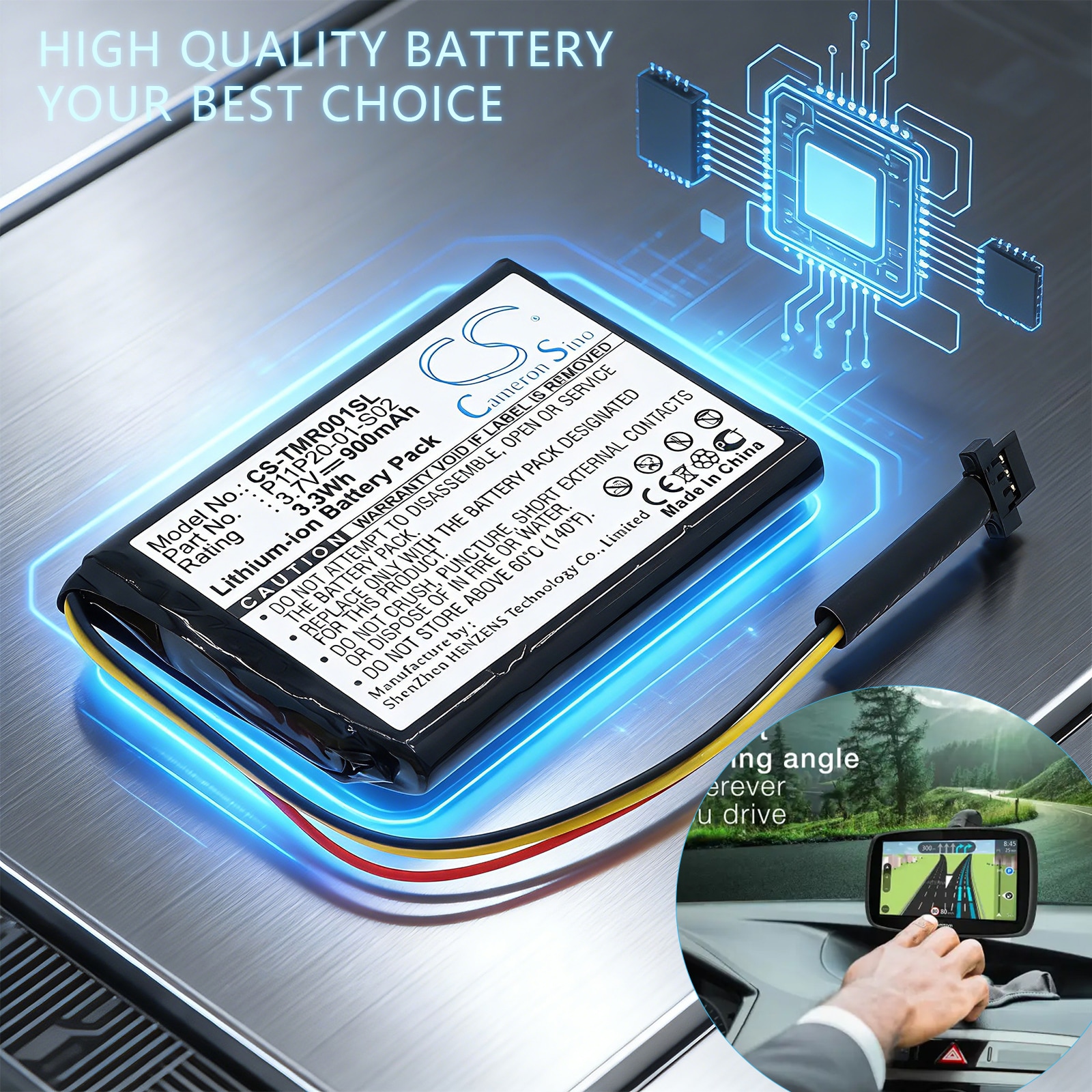 Batteri for Navigator, GPS for TomTom Route XL, One XXL 540S, XXL540 osv.
