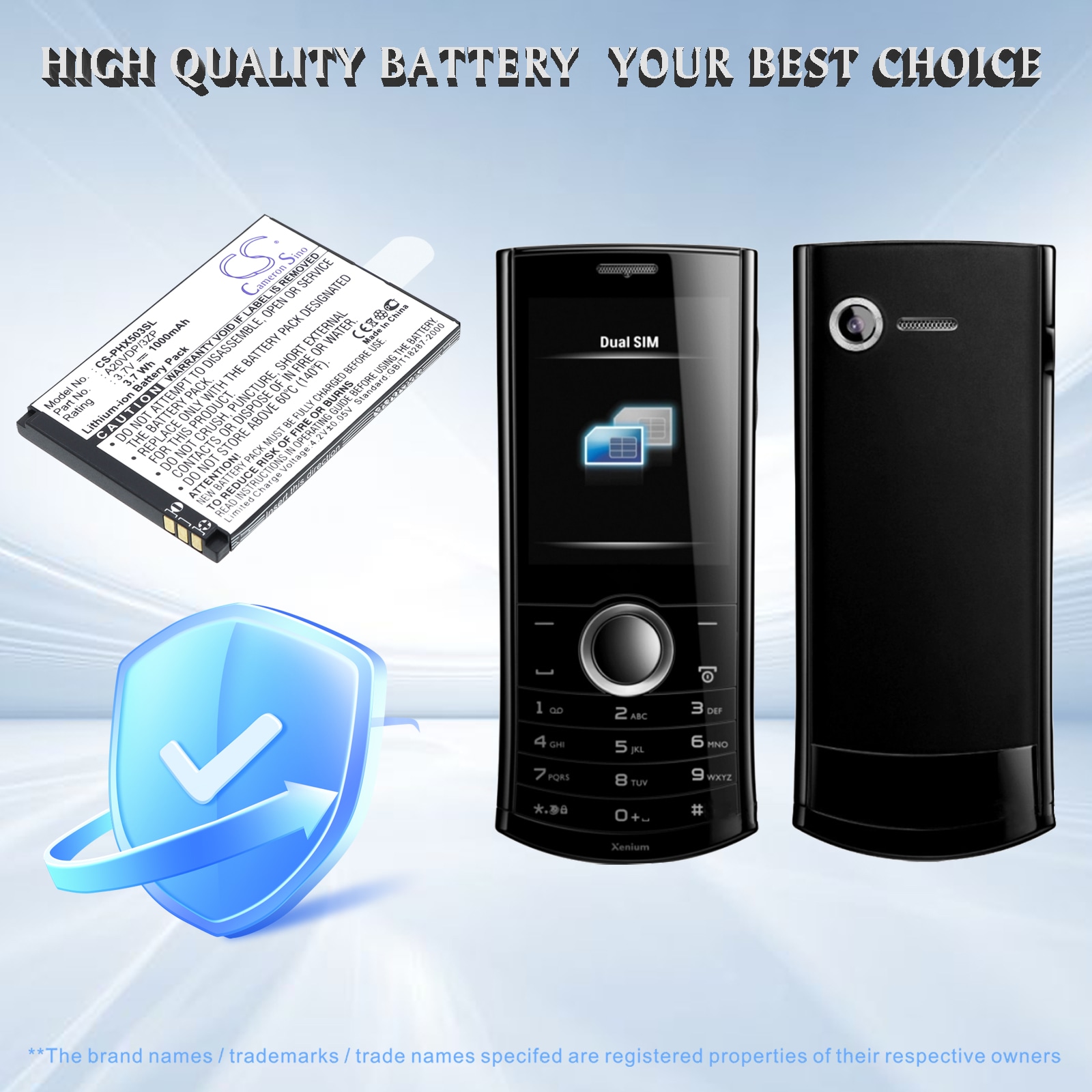 Batteri for SmartPhone, Mobil for Philips Xenium X503, Xenium X703, Xenium K700 og andre.
