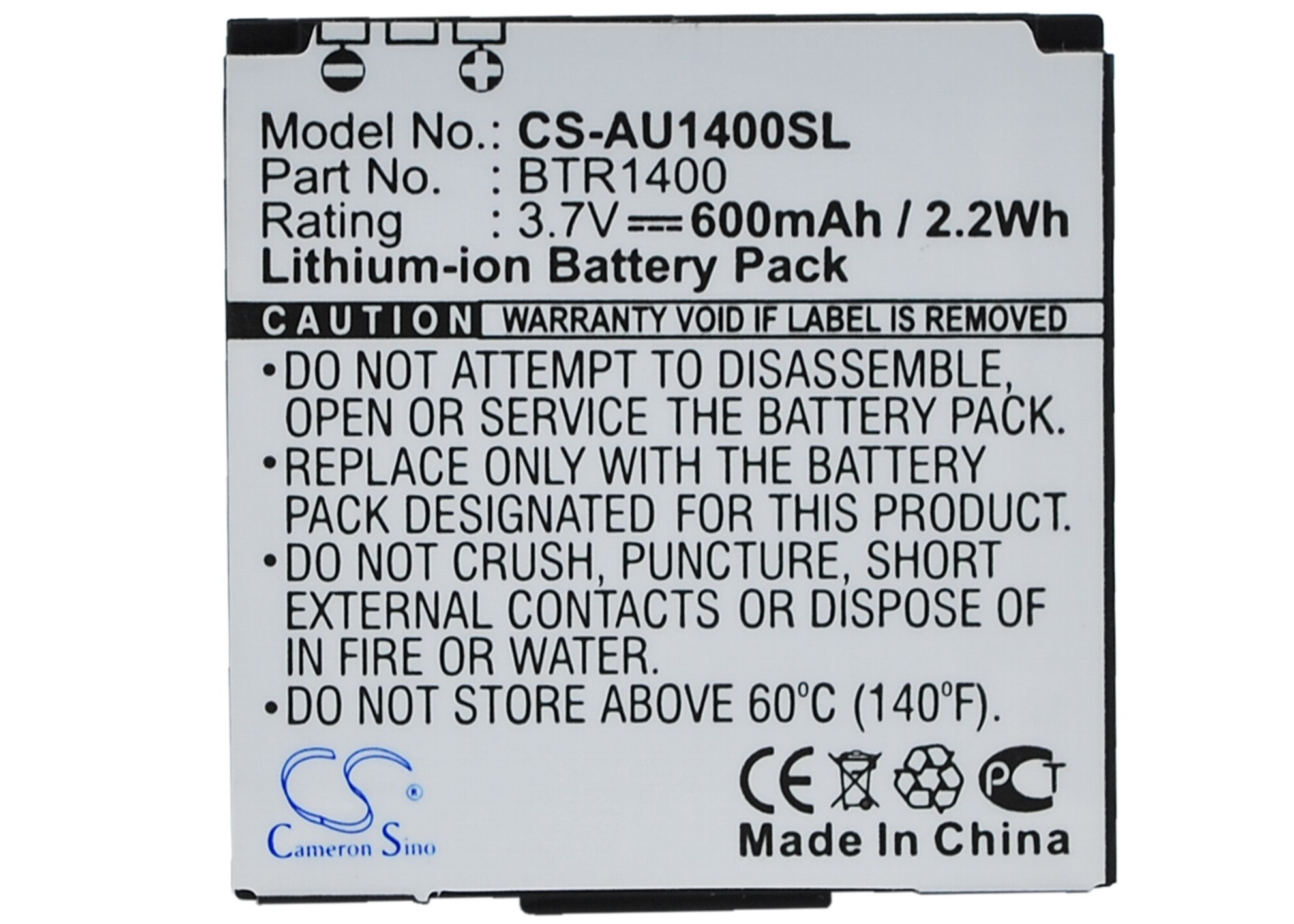 Batteri for SmartPhone, mobil for AudioVox CDM-1400, PCS-1400, PPC-1400 etc.