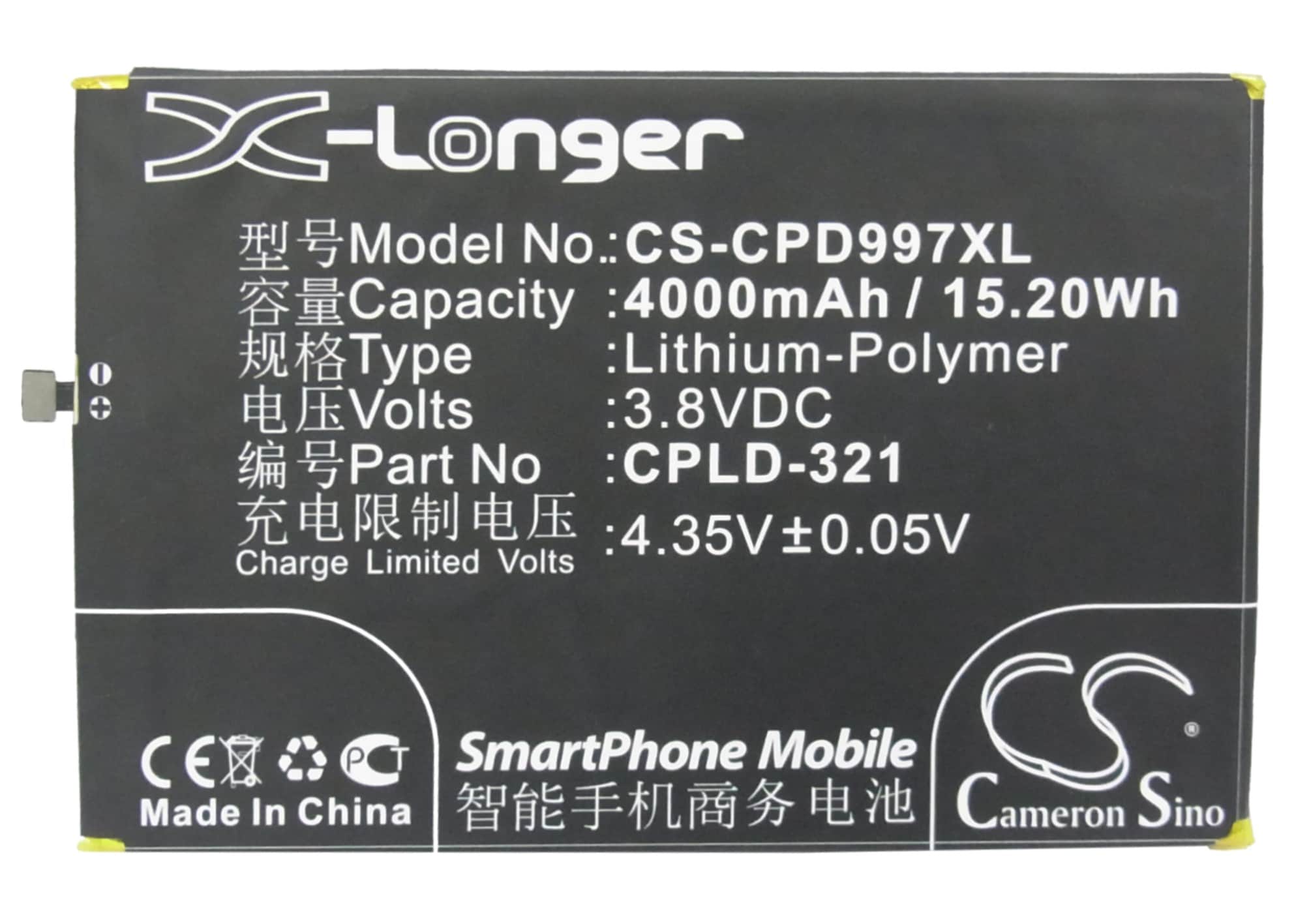 Batteri for SmartPhone, mobil for Coolpad 9976A, 9976T, 9976D etc.