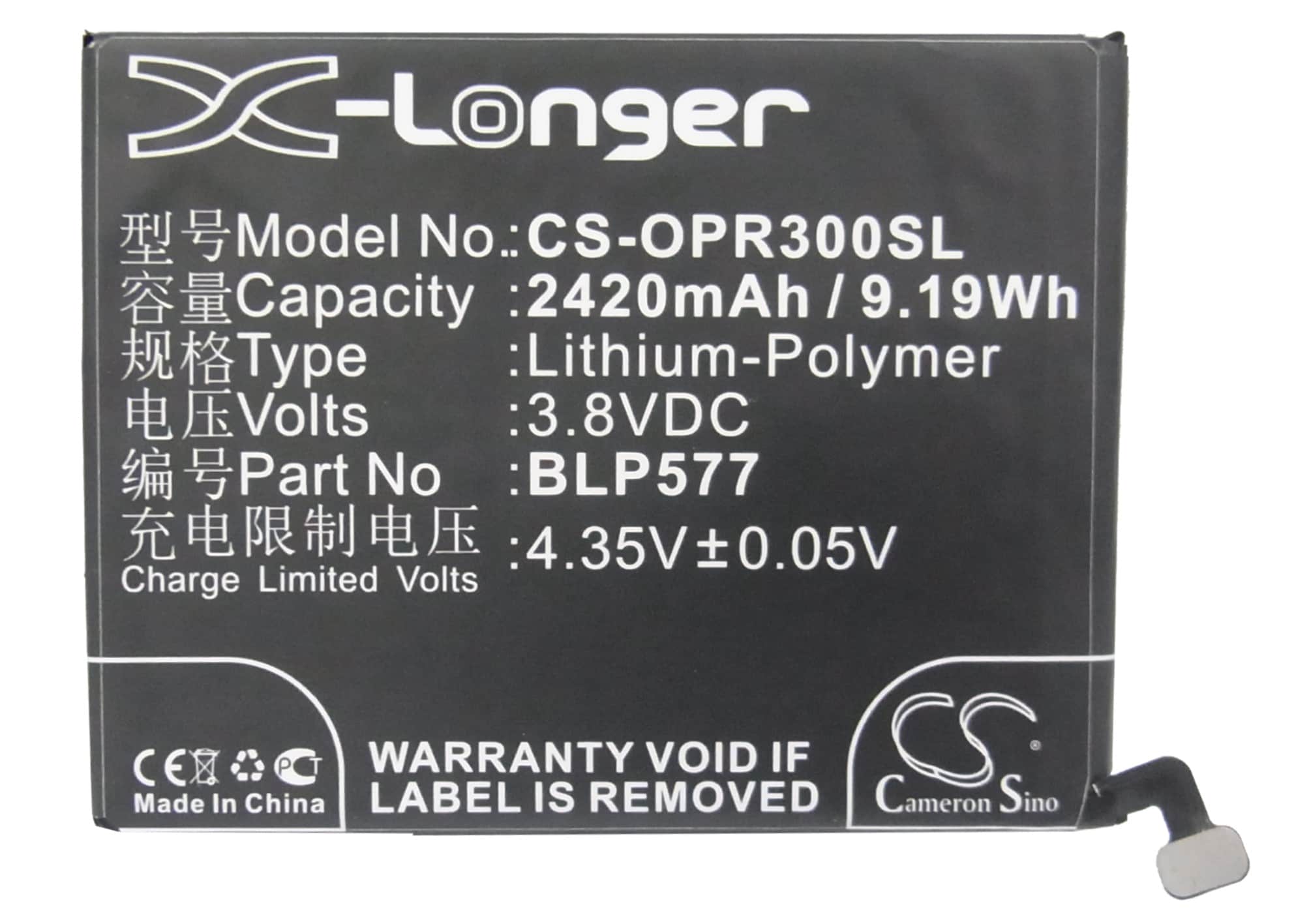 Batteri for SmartPhone, Mobil for Oppo R3, N7005, R7005 og andre.