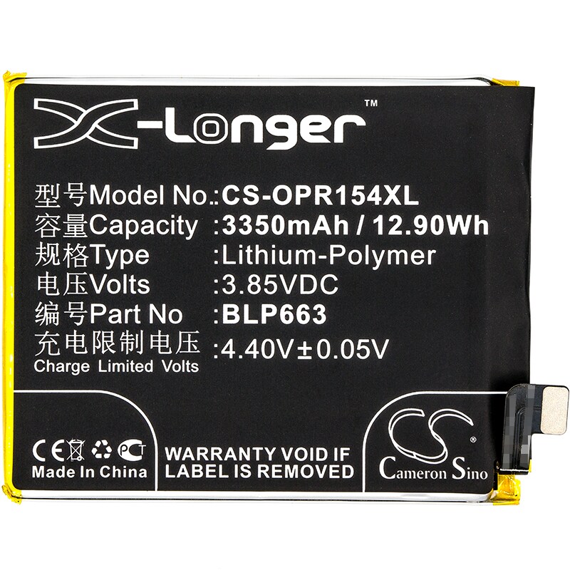 Batteri for SmartPhone, Mobil for Oppo R15, R15 Dual SIM, R15 Dual SIM TD-LTE og andre.