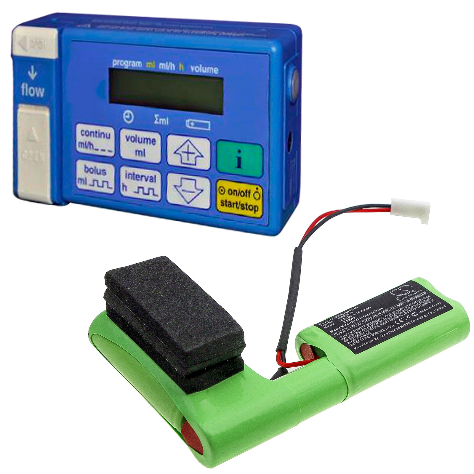 Batteri til medisinsk bruk for NUTRICIA Matepumpe Flocare Micromax, Micromax 100 etc.
