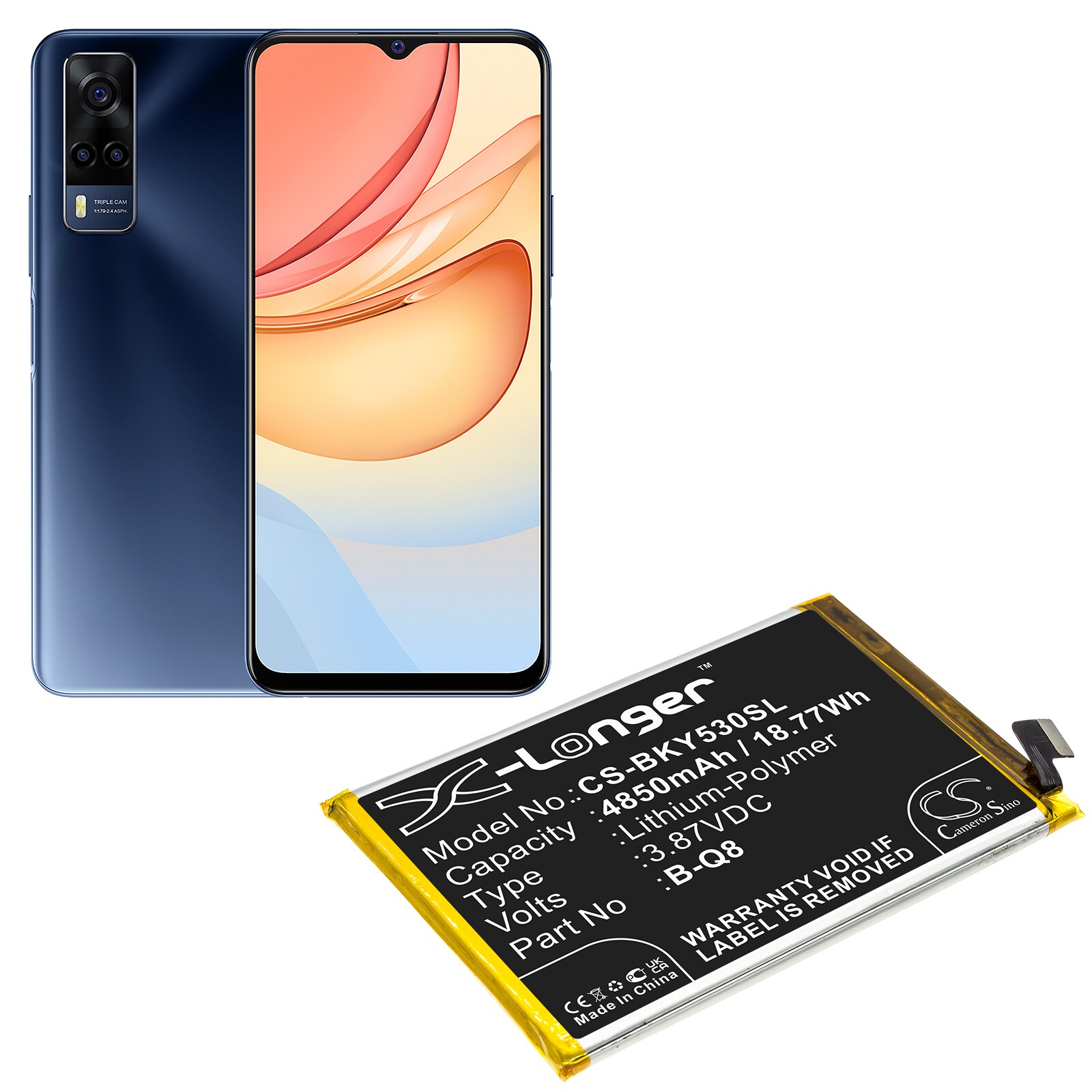 Batteri for SmartPhone, mobil for Vivo Y53s, V2058, V2111A