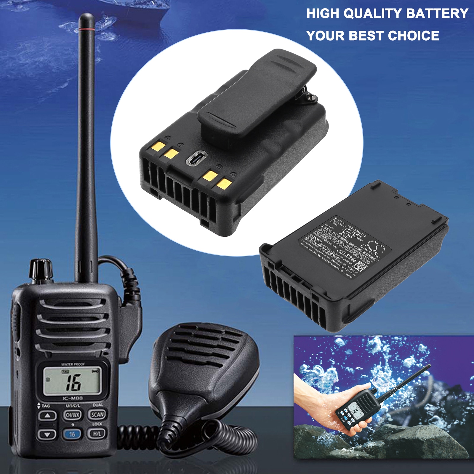 Batteri for Toveis-radio for Icom IC-E85, IC-F50, IC-F50V osv.