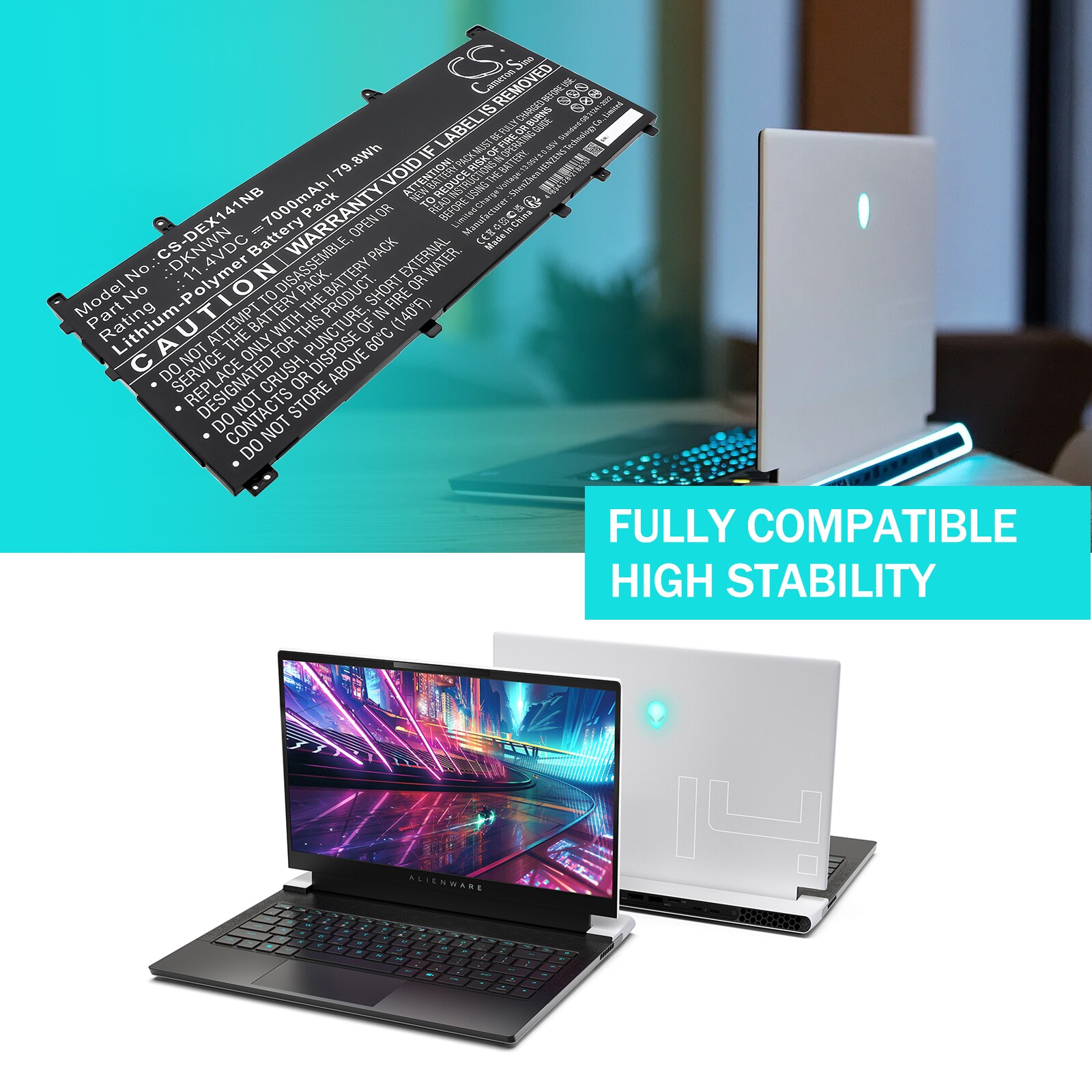 Batteri til bærbar PC for Dell Alienware X14 R1, Alienware X14 R2