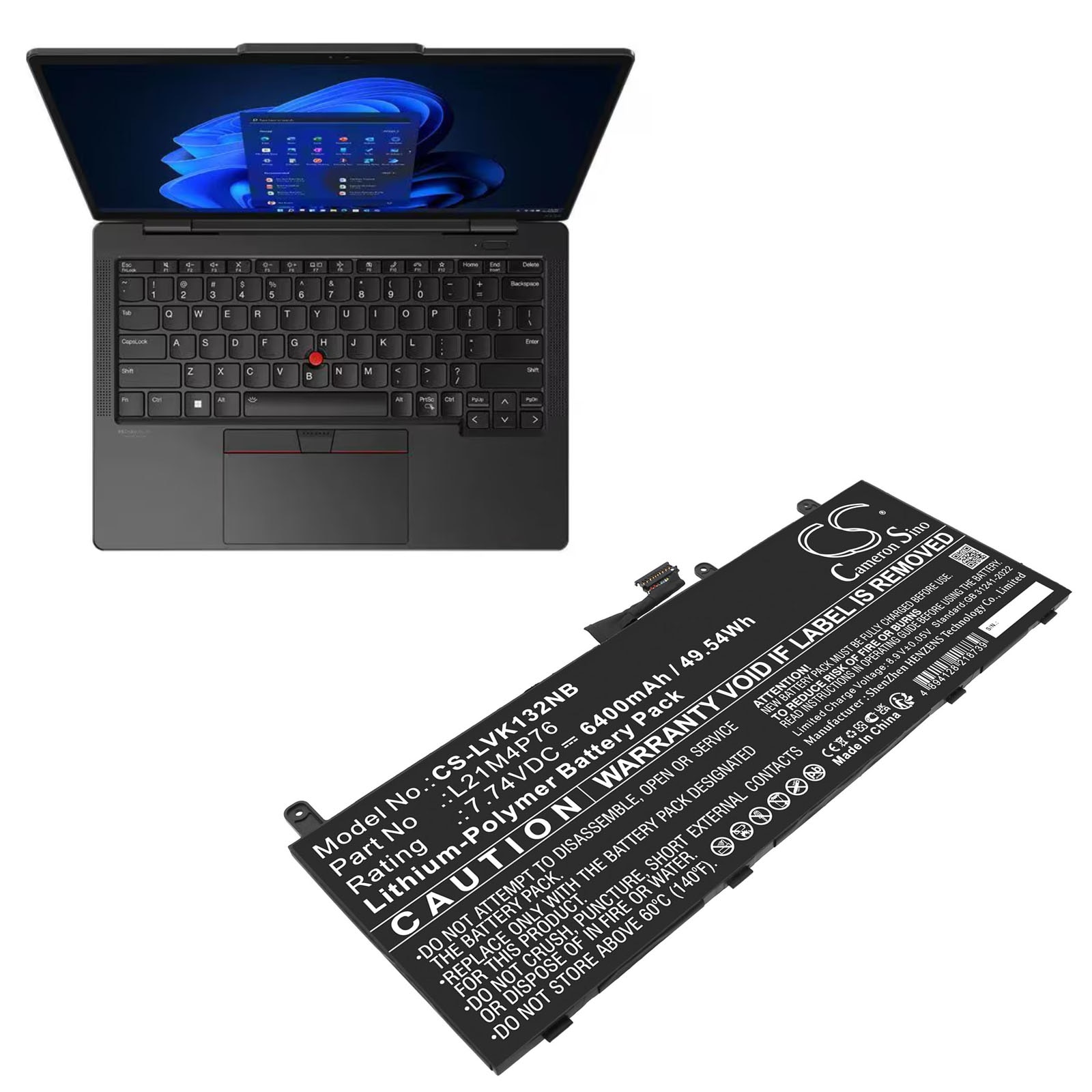 Batteri til bærbar PC for Lenovo ThinkPad X13S GEN 1-21BX000EHV og andre.