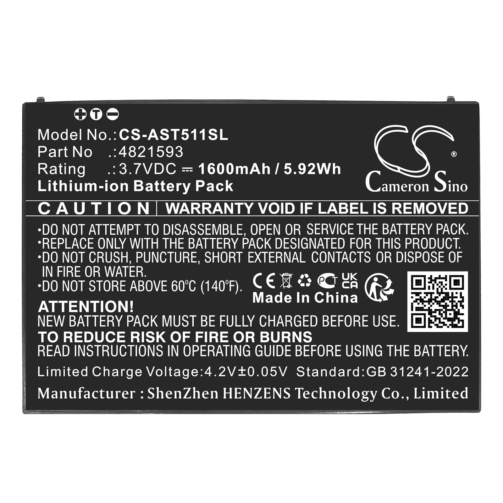 Batteri til alarmsystem for Assa Abloy VOT1511L2R01, VingCard Elsafe