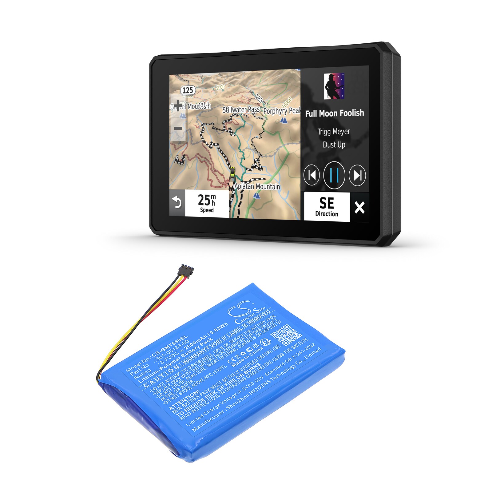 Batteri til Navigator, GPS for Garmin Tread 5.5, Zumo XT