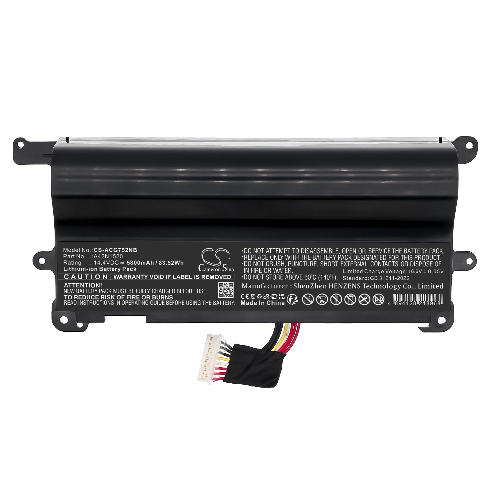 Batteri til bærbar PC for Acer G752VS, G752VS-BA184T, G752VS-BA185T og andre.