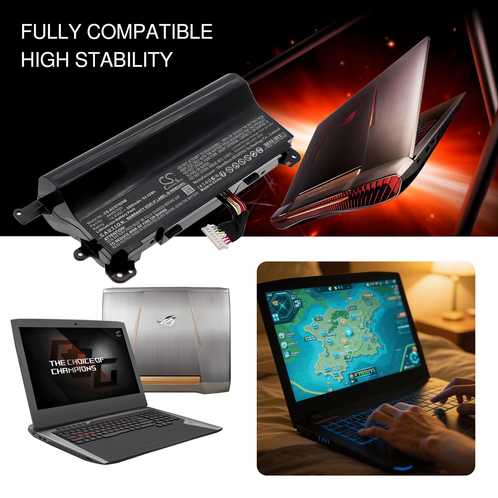 Batteri til bærbar PC for Acer G752VS, G752VS-BA184T, G752VS-BA185T og andre.