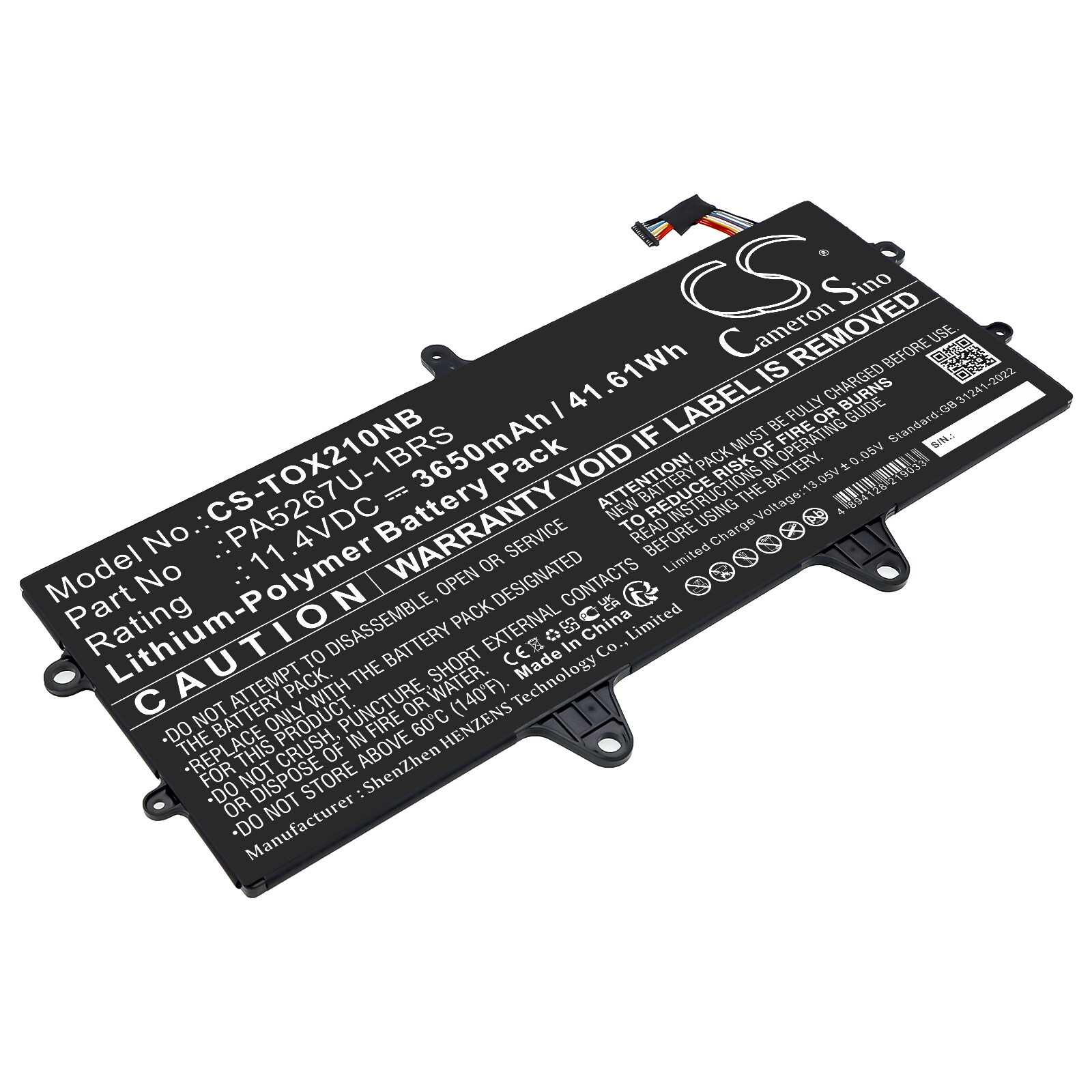 Batteri til bærbar PC for Toshiba Portege X20W, Portege X20W-D og andre.