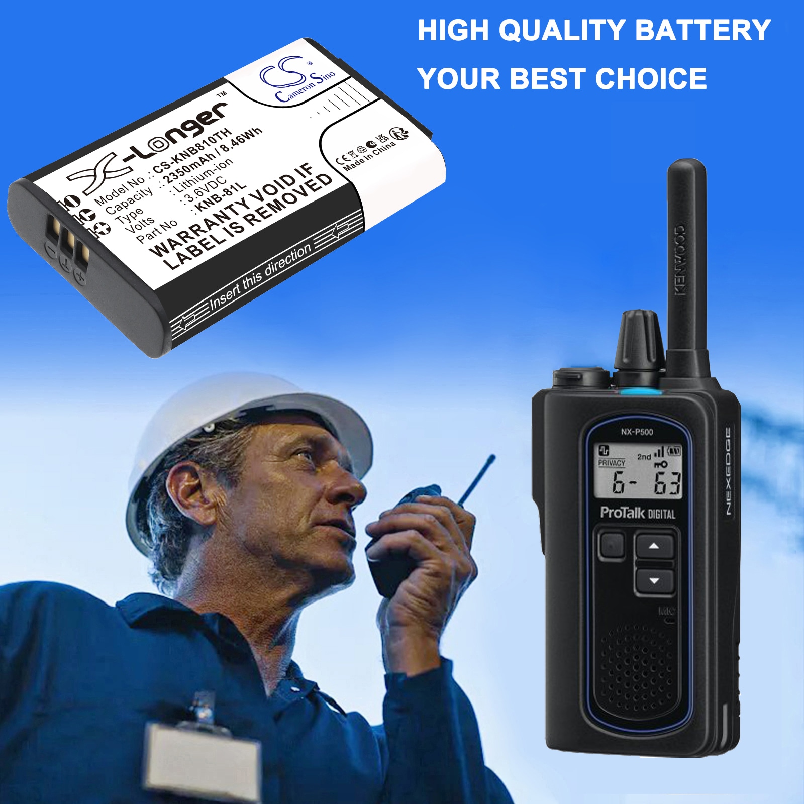 Batteri for Toveis-radio for Kenwood NX-P500, PKT-300, TK-3601D