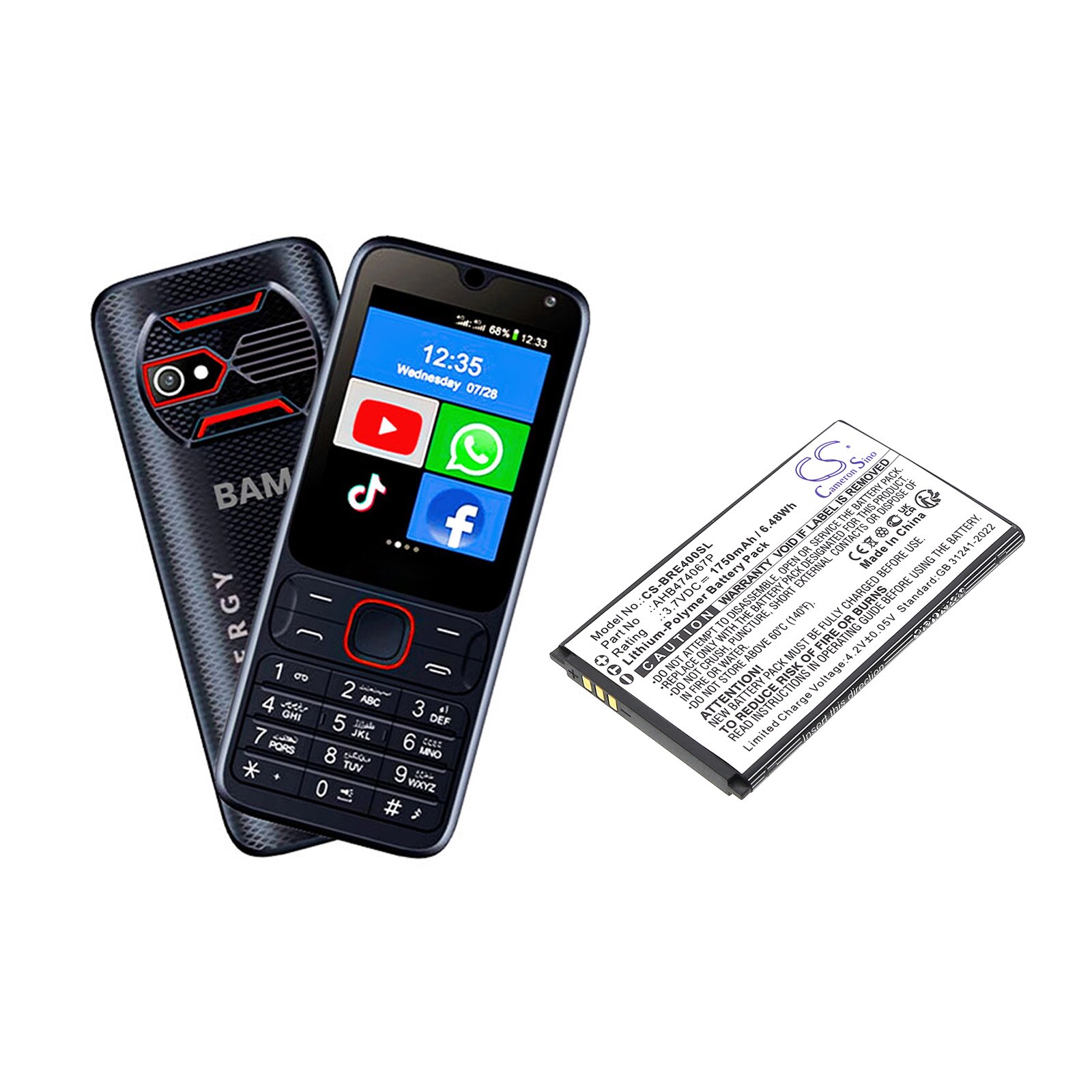 Batteri til mobiltelefon, smarttelefon for Brondi ENERGY 4G