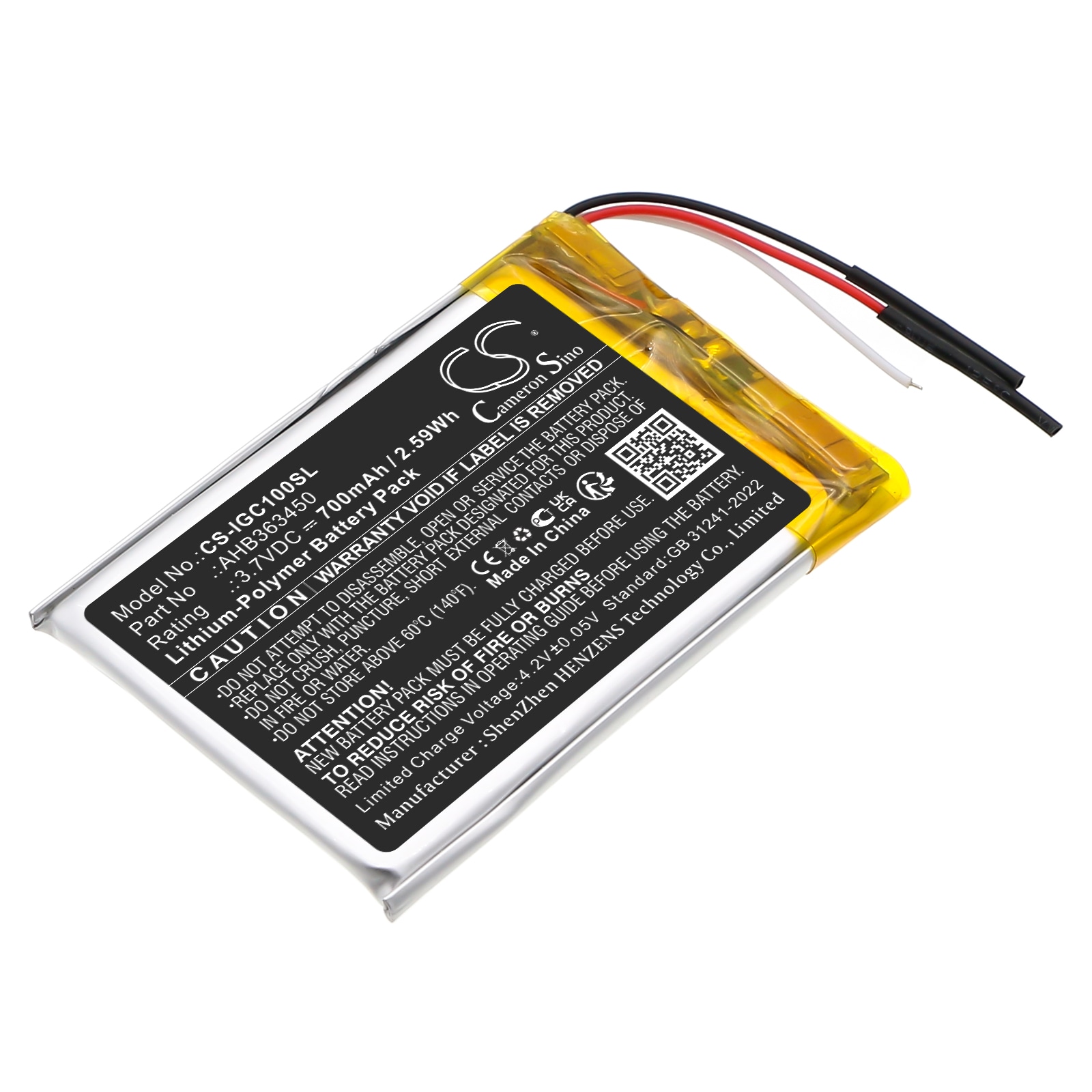 Batteri til GPS, navigasjonssystem for iGpsport BSC100, BSC100S