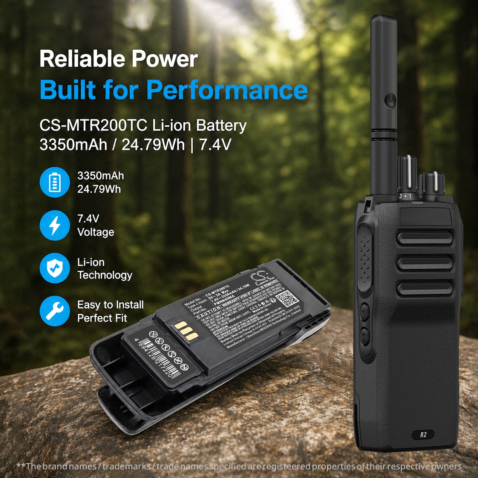 Batteri til toveis radio for Motorola R2