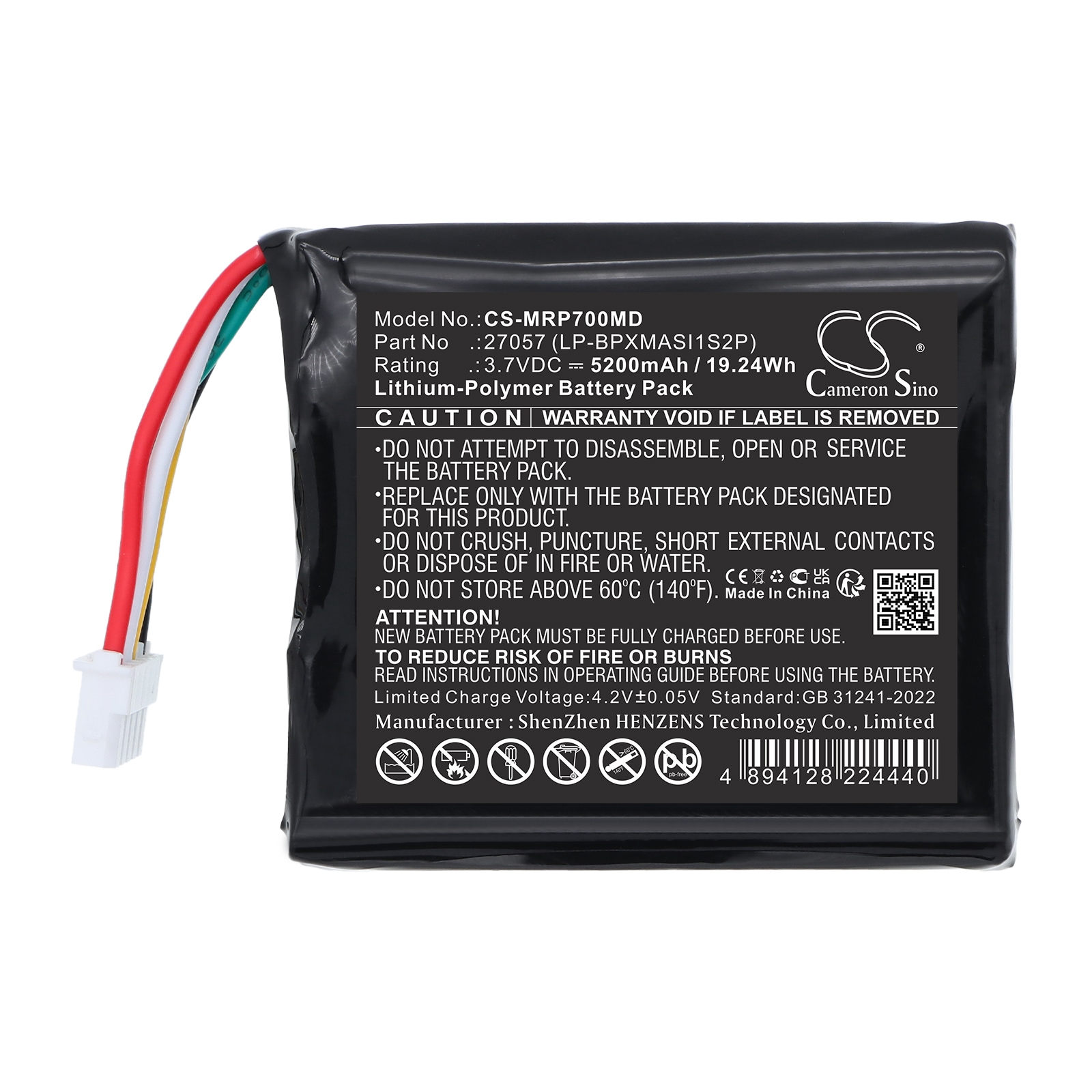 Batteri til Masimo-oksymeterne DE Pouls Radical-7 og RDS-7