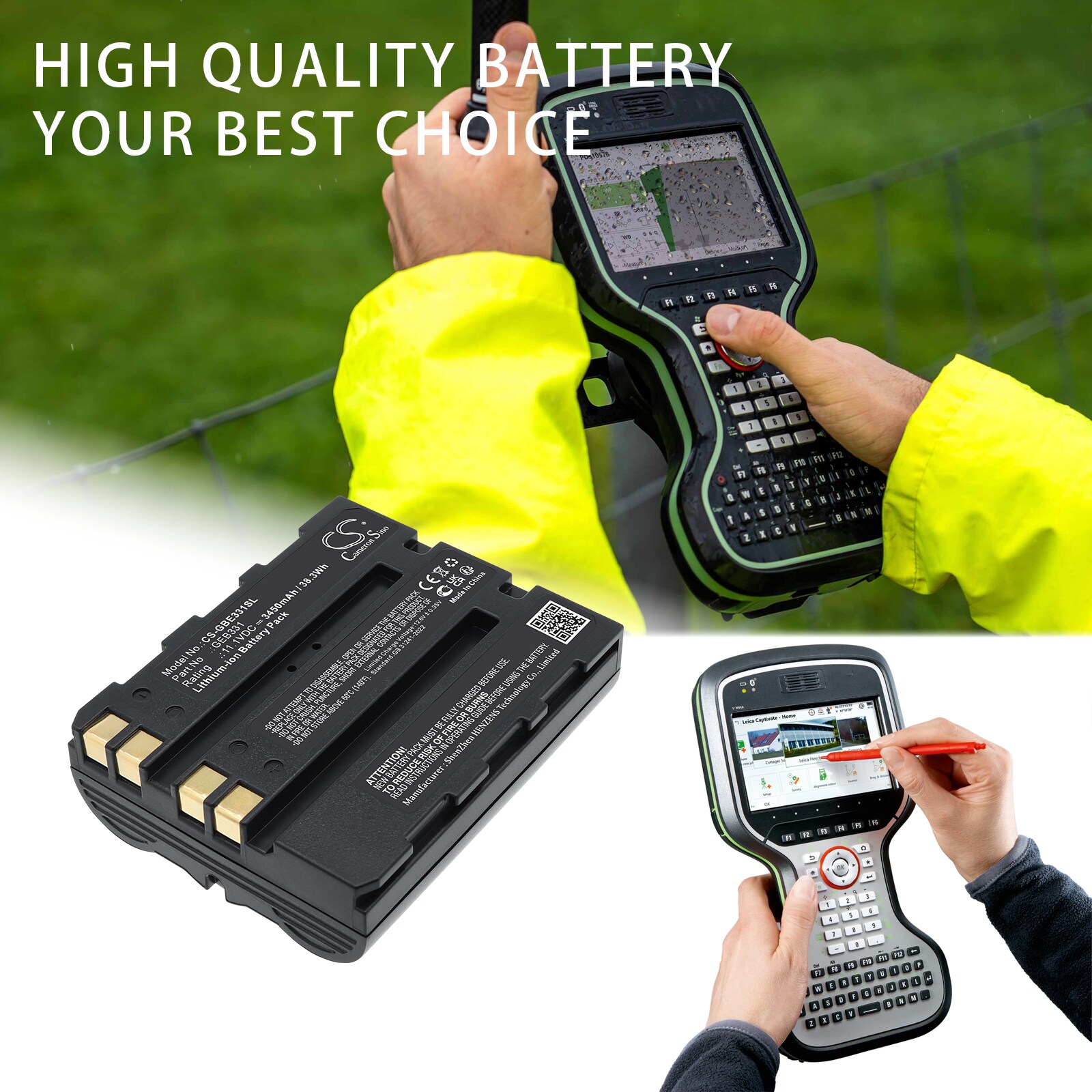 Batteri til kartlegging, testing, utstyr til Leica CS20, CS20 Controller m.fl.