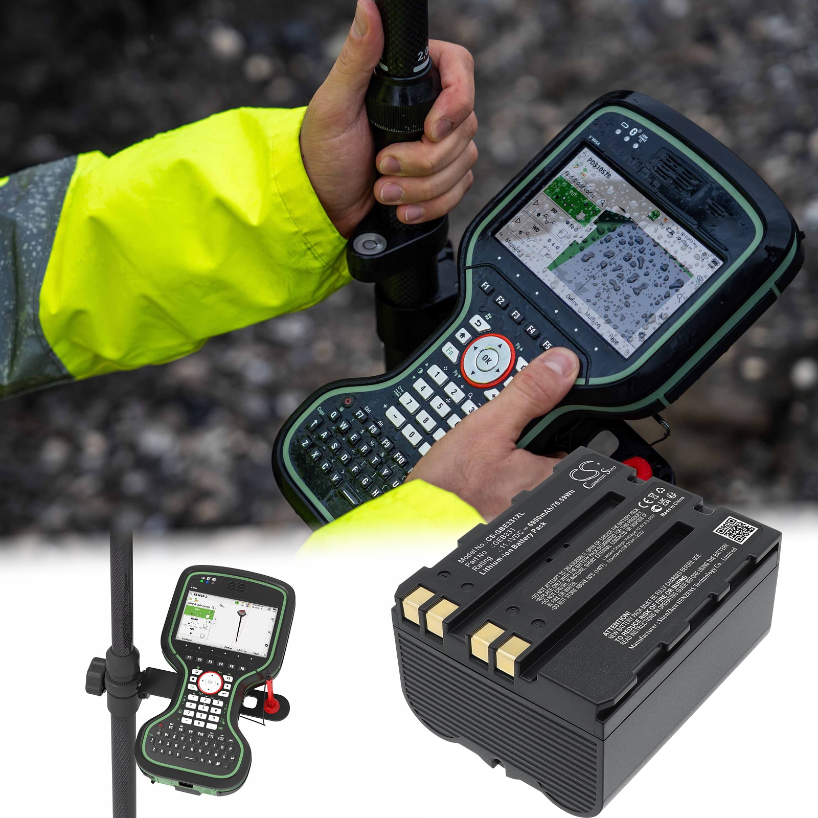 Batteri til kartlegging, testing, utstyr til Leica CS20, CS20 Controller m.fl.