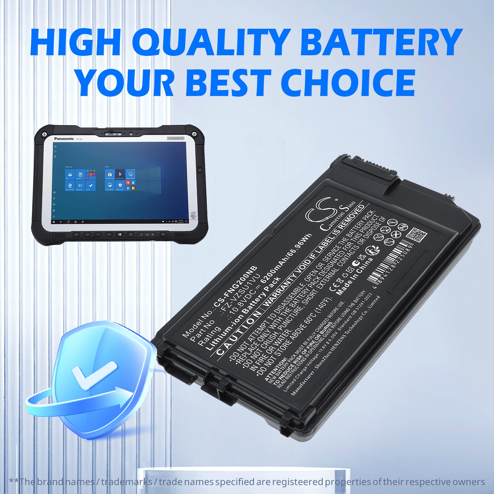 Batteri til bærbar PC, notatbok for Panasonic FZ-G2D, FZ-G2E, FZ-G2K m.fl.