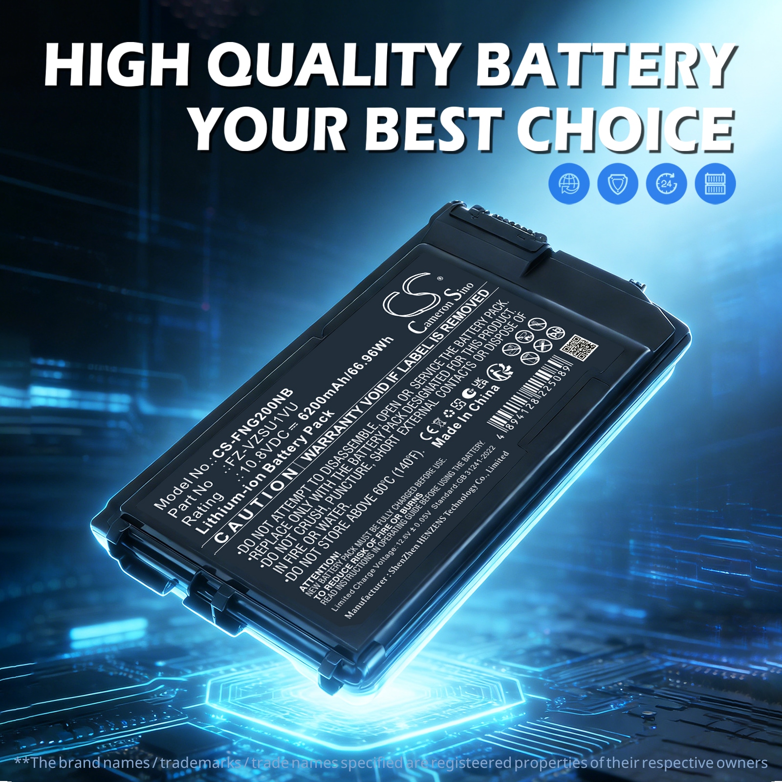 Batteri til bærbar PC, notatbok for Panasonic FZ-G2D, FZ-G2E, FZ-G2K m.fl.
