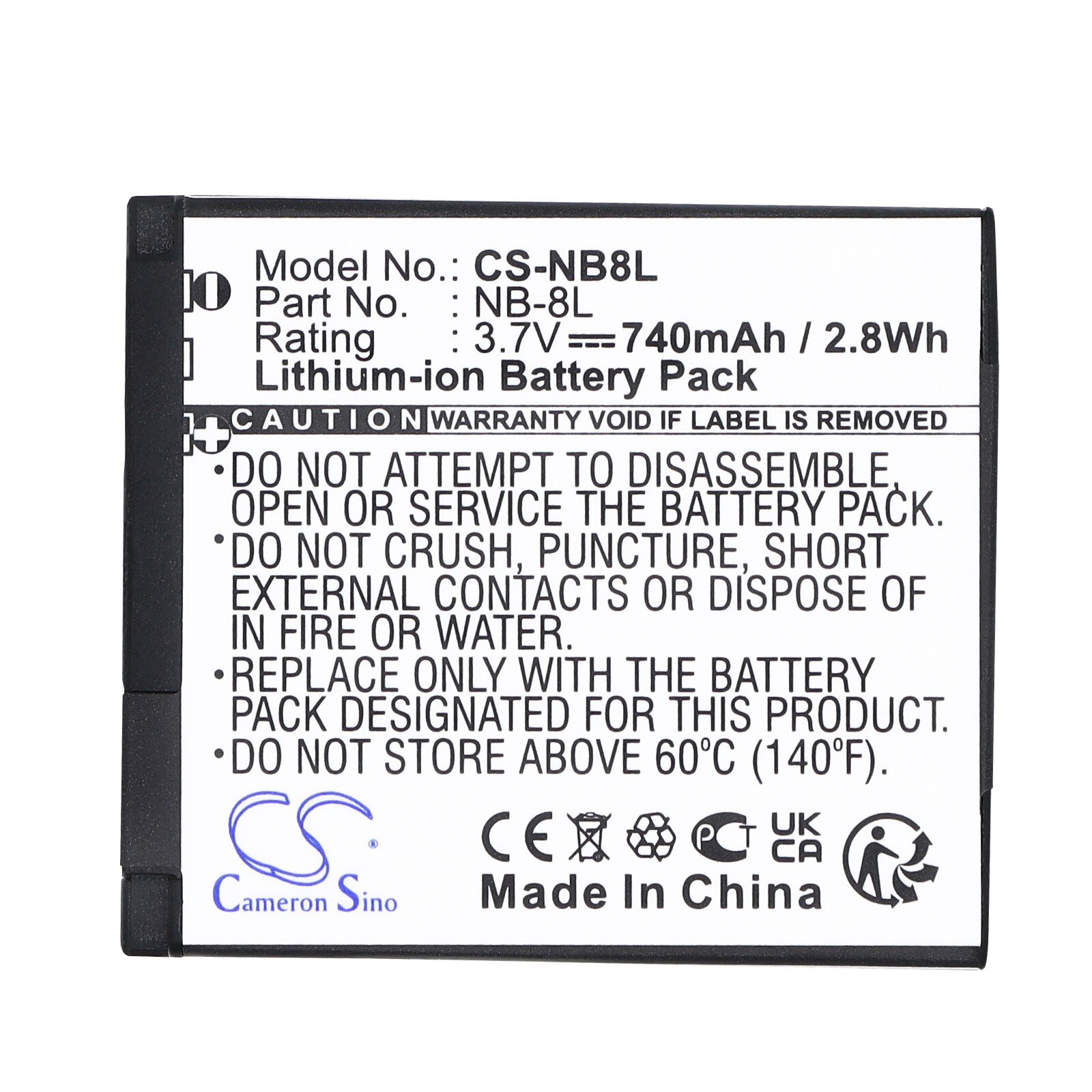 Batteri til kamera for Canon PowerShot A3000, PowerShot A3000 IS, PowerShot A3100 m.fl.