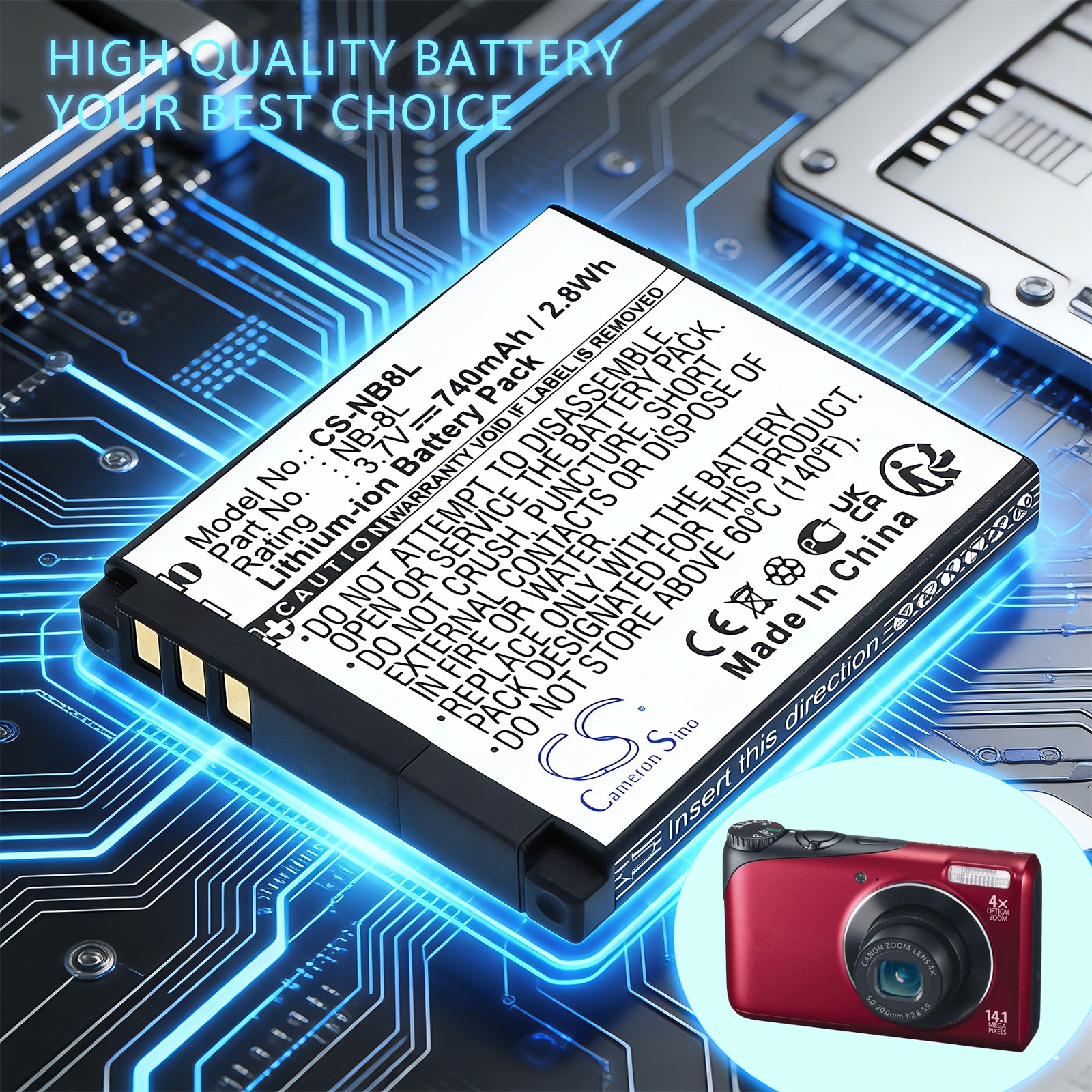Batteri til kamera for Canon PowerShot A3000, PowerShot A3000 IS, PowerShot A3100 m.fl.