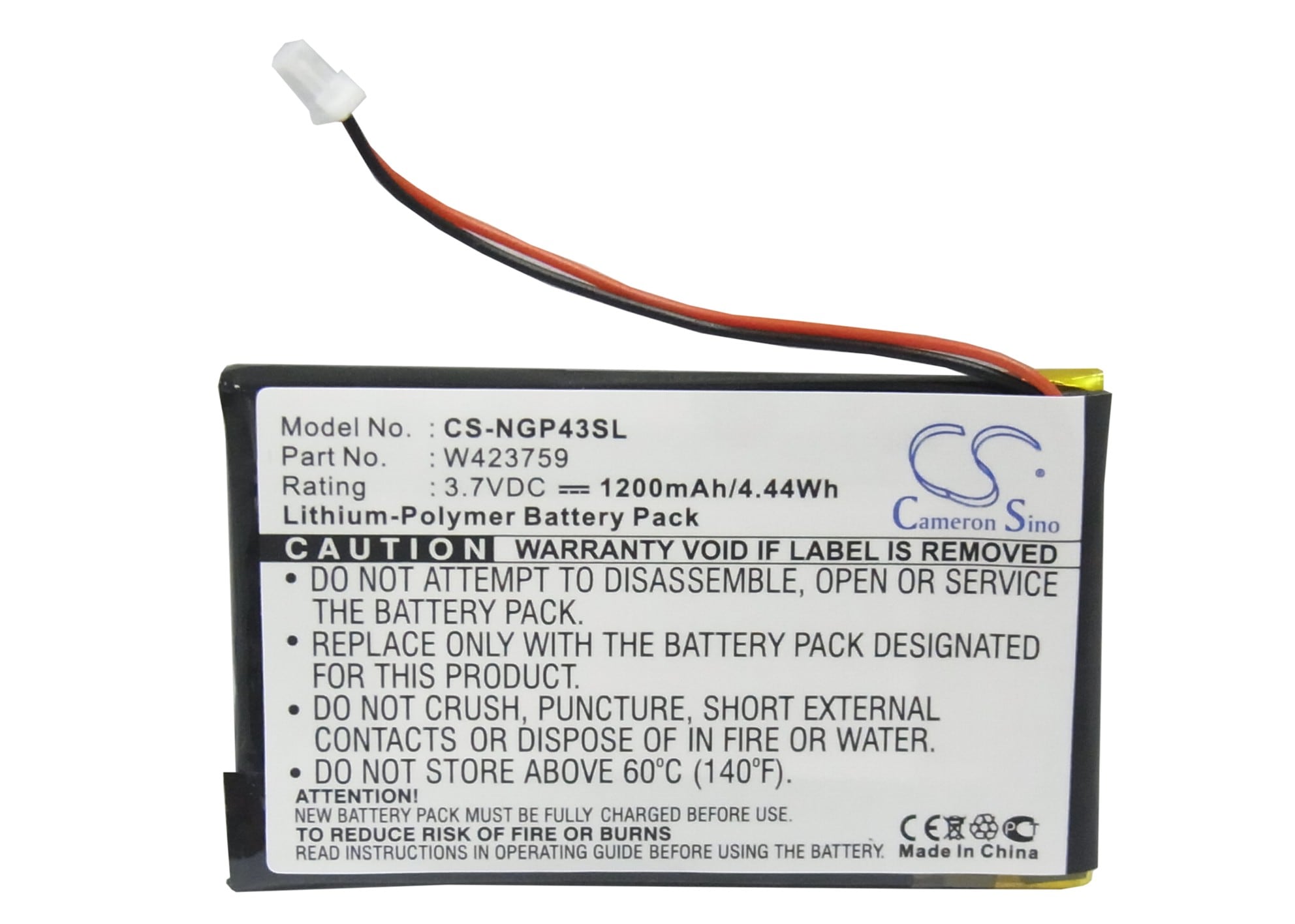 Batteri til GPS, navigasjonssystem for NavGear StreetMate GP-43
