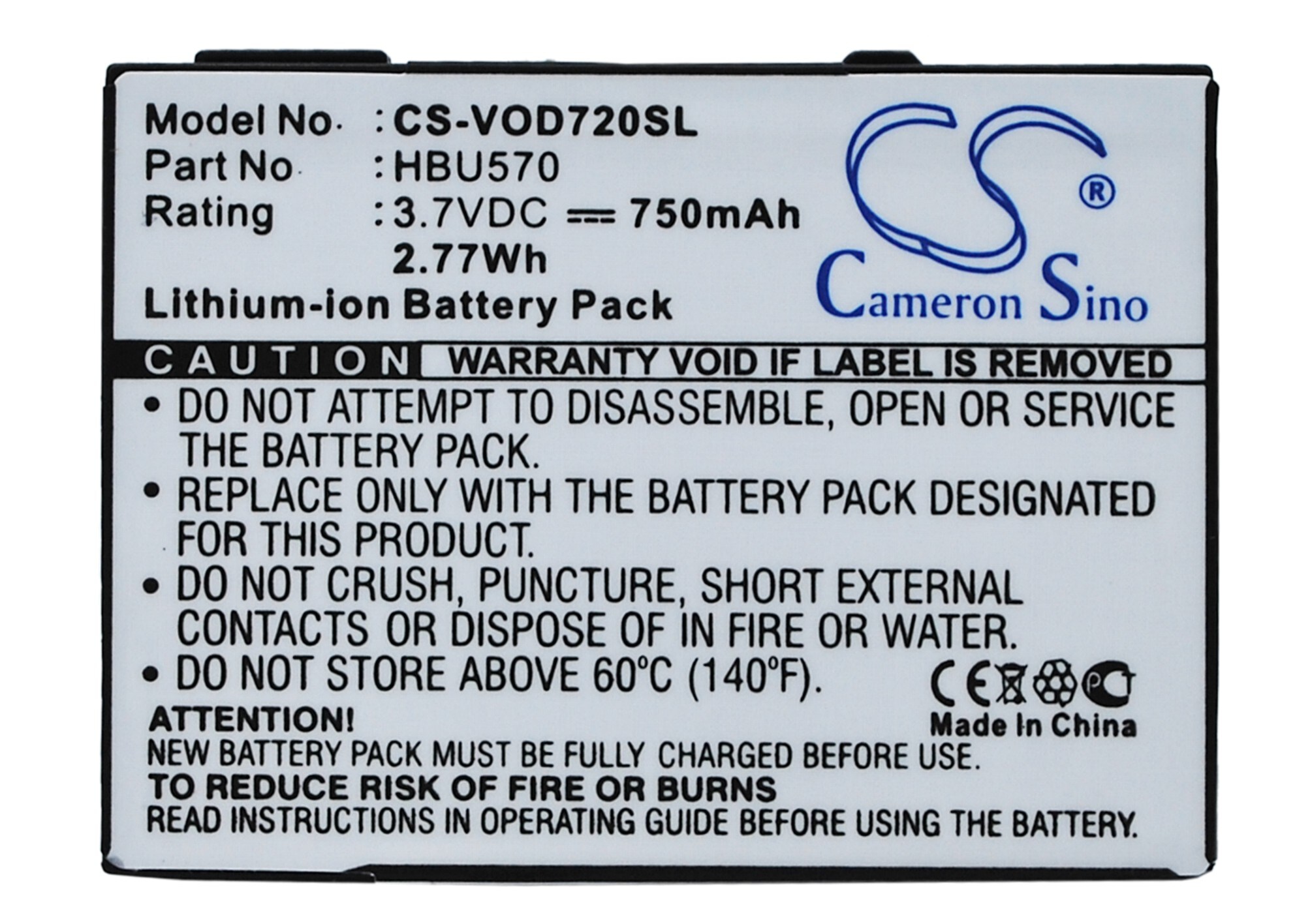 Batteri til mobiltelefon, smarttelefon for Vodafone 720, 725, VF720 m.fl.