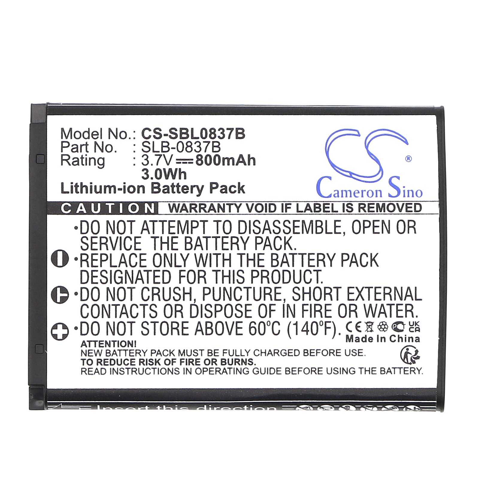 Batteri til kamera for Samsung Digimax L70, Digimax L70B, L201 m.fl.