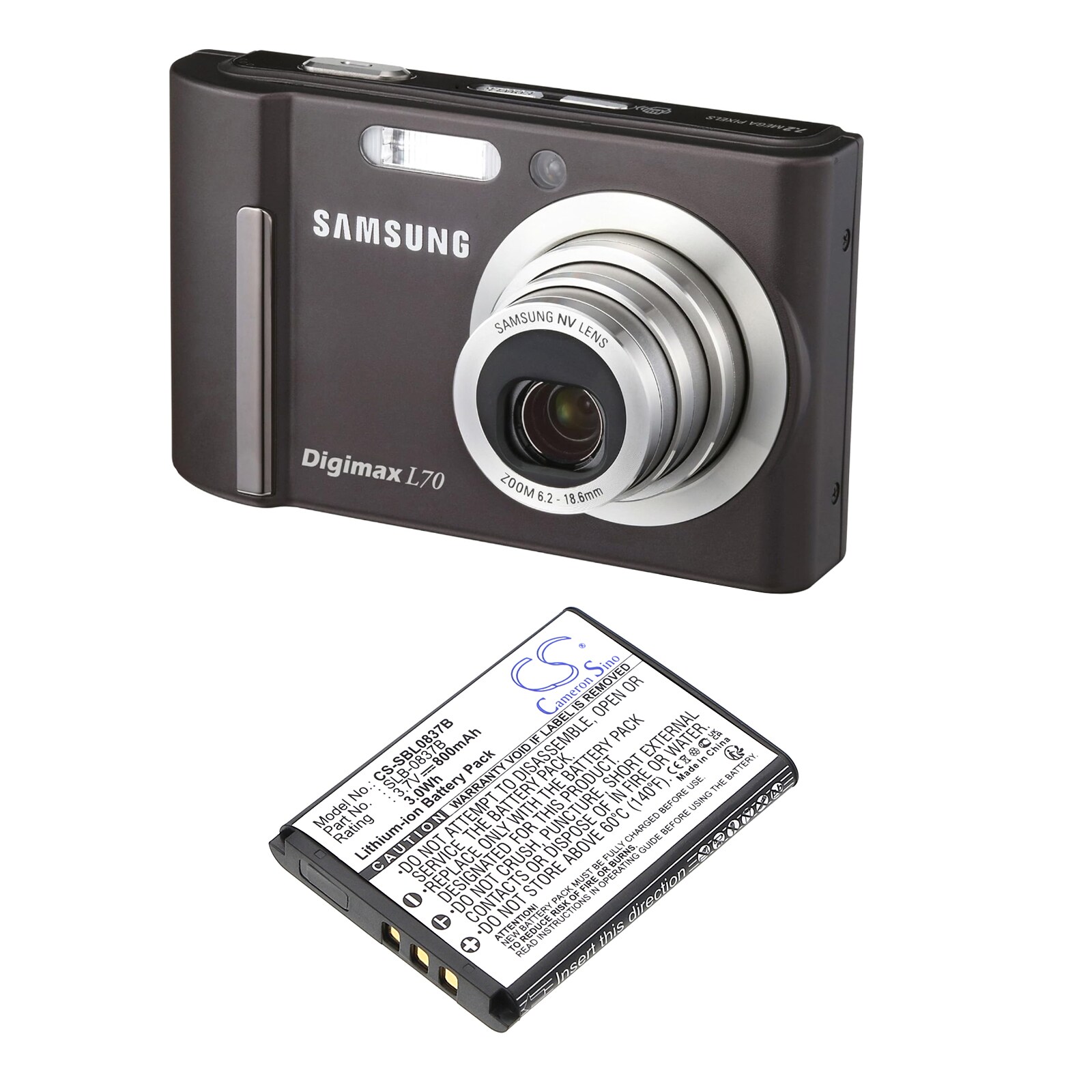 Batteri til kamera for Samsung Digimax L70, Digimax L70B, L201 m.fl.
