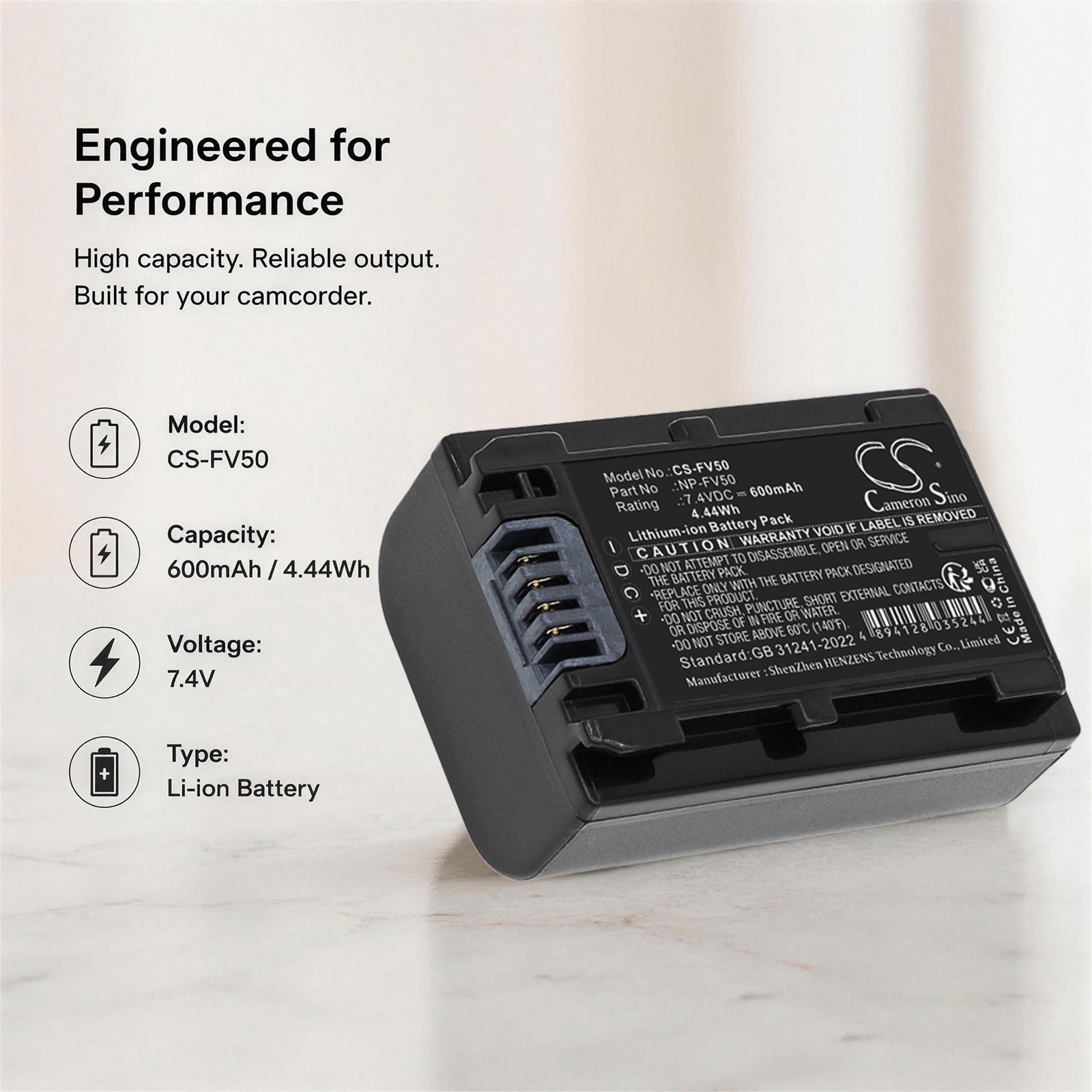 Batteri til kamera for Sony HDR-TG1, HDR-TG3E, HDR-TG5 m.fl.