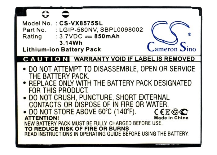 Batteri til mobiltelefon, smarttelefon for LG VX8575, Chocolate Touch, Touch AX8575