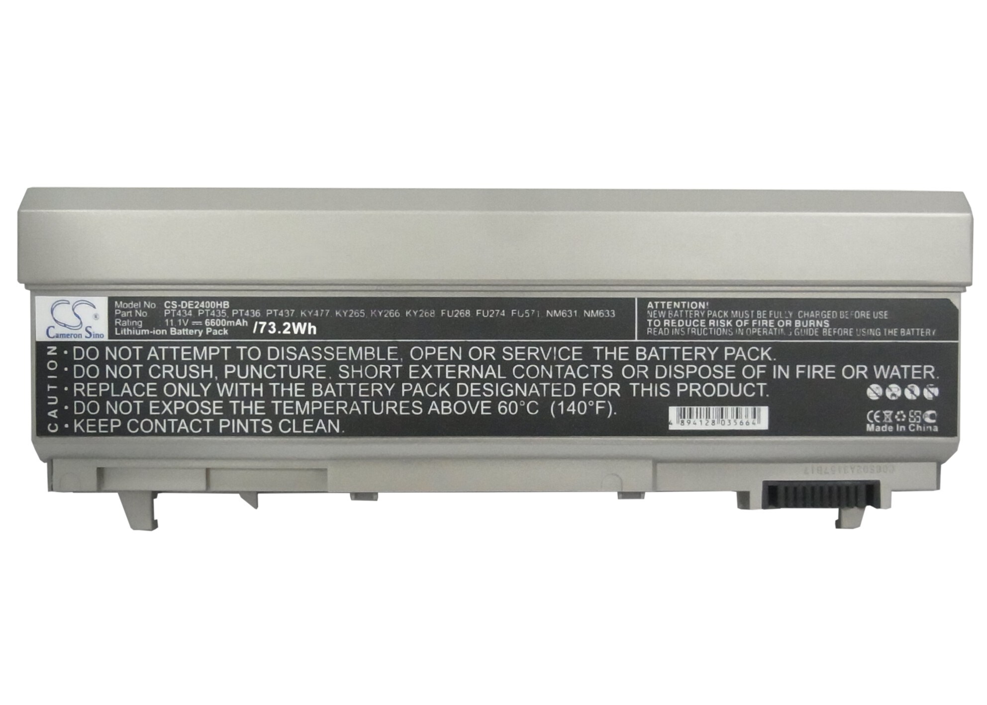 Batteri til bærbar PC, notatbok for Dell Latitude E6400, Latitude E6500 m.fl.