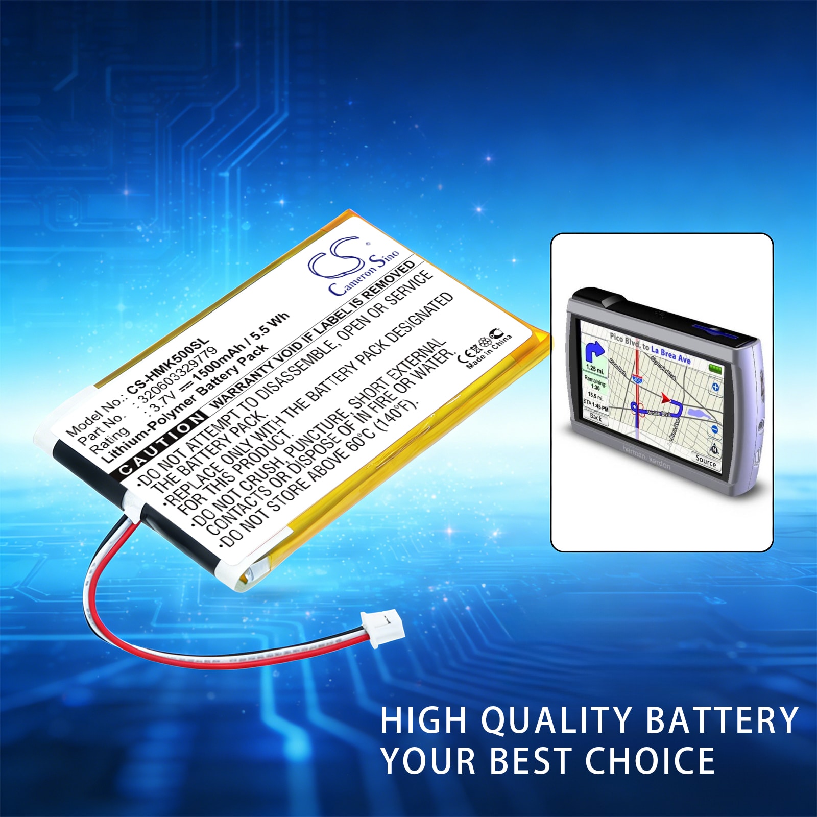 Batteri til GPS, navigasjonssystem for Harmon Kardon GPS-500