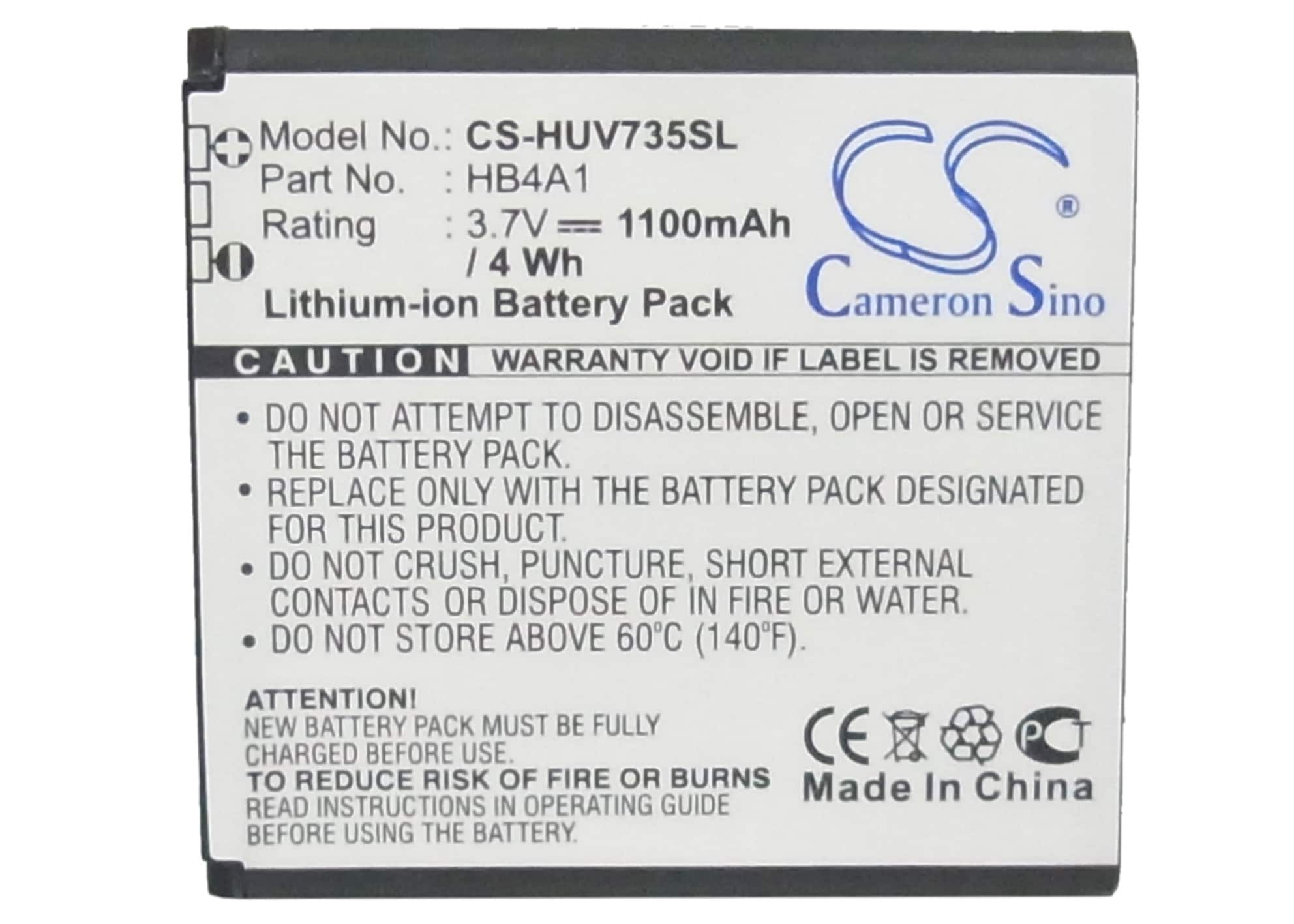 Batteri til mobiltelefon, smarttelefon for Huawei U6100, V735, V736