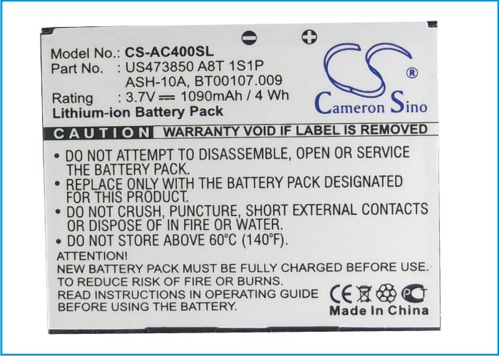 Batteri til mobiltelefon, smarttelefon for Acer beTouch E400, beTouch E400B, neoTouch P400