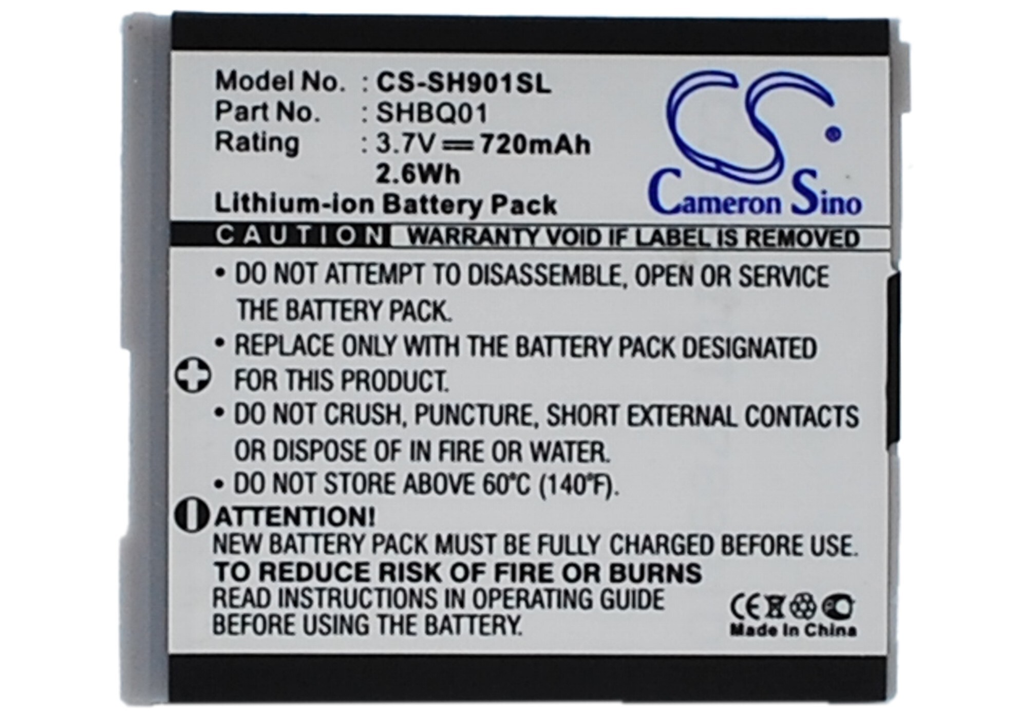 Batteri til mobiltelefon, smarttelefon for Sharp SH901iS, SH05, SH902i m.fl.