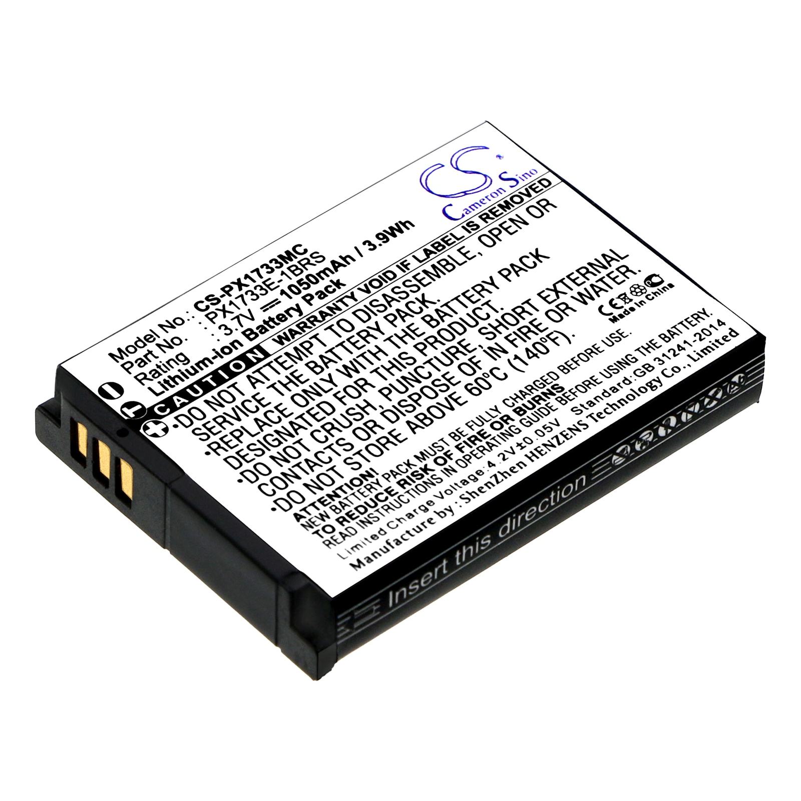 Batteri til kamera for Toshiba Camileo S30, Camileo S30 HD, PA3893U-1CAM
