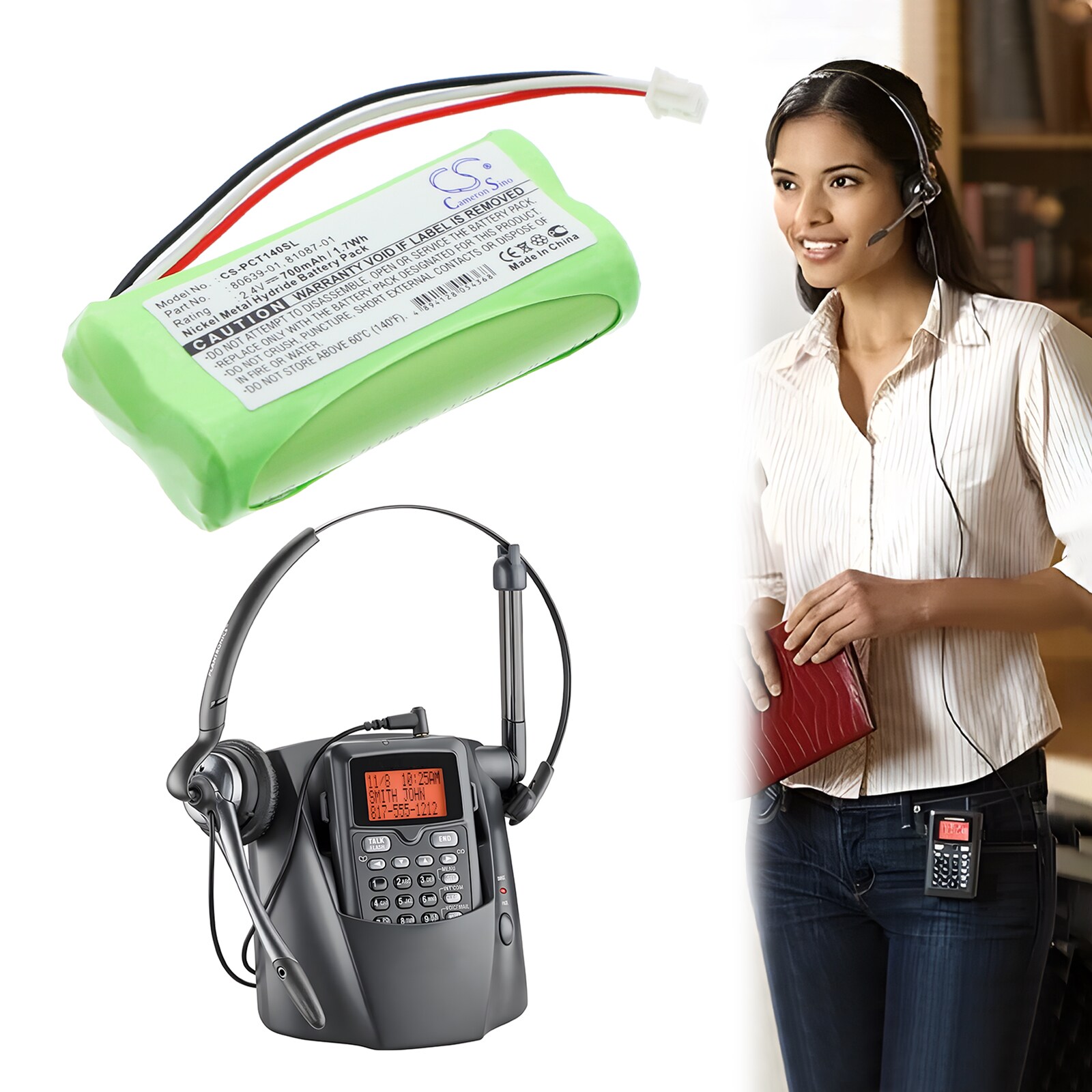 Batteri til trådløst headset for Plantronics CT14