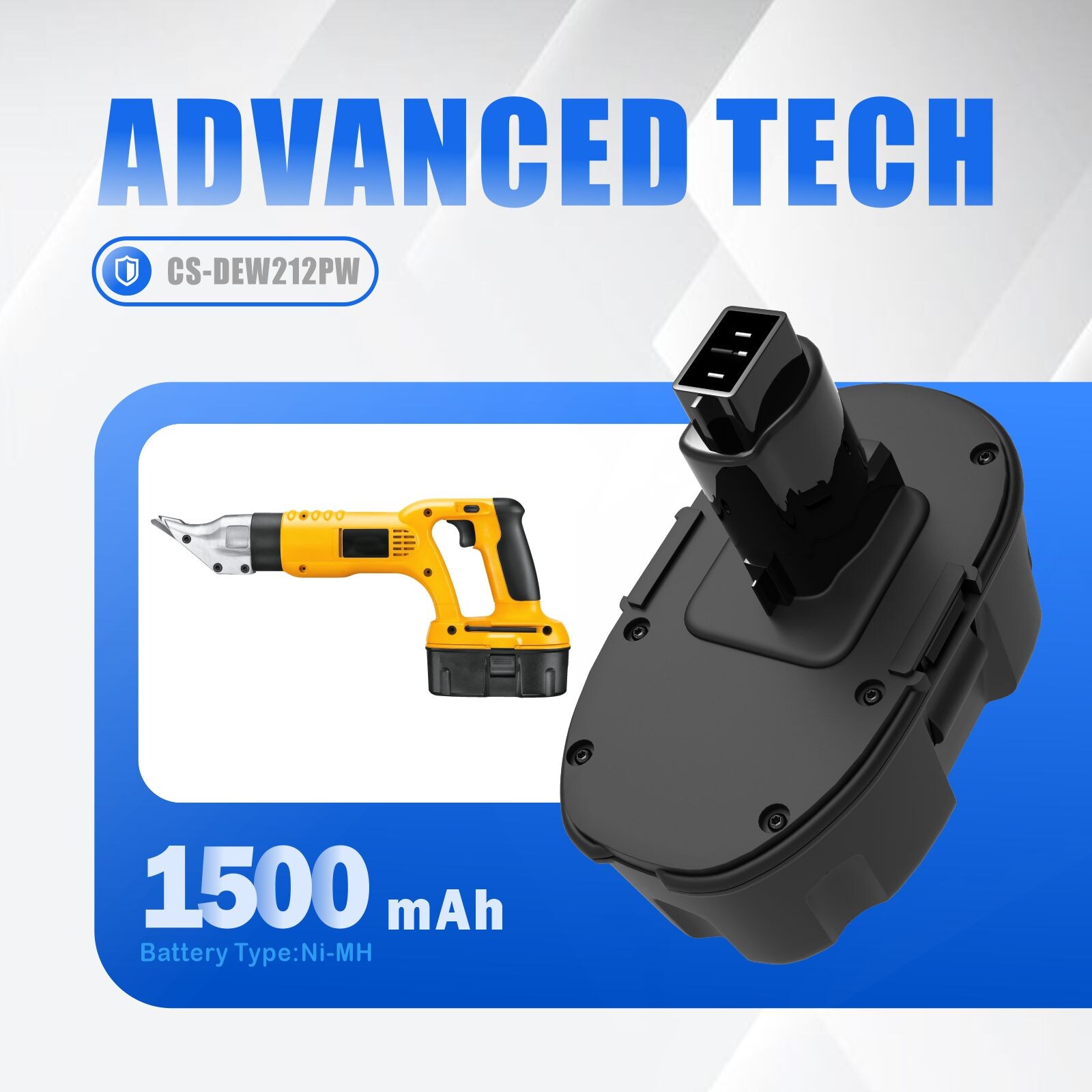 Batteri til elektriske verktøy for DeWalt DC212, DC213KB, DC330 m.fl.