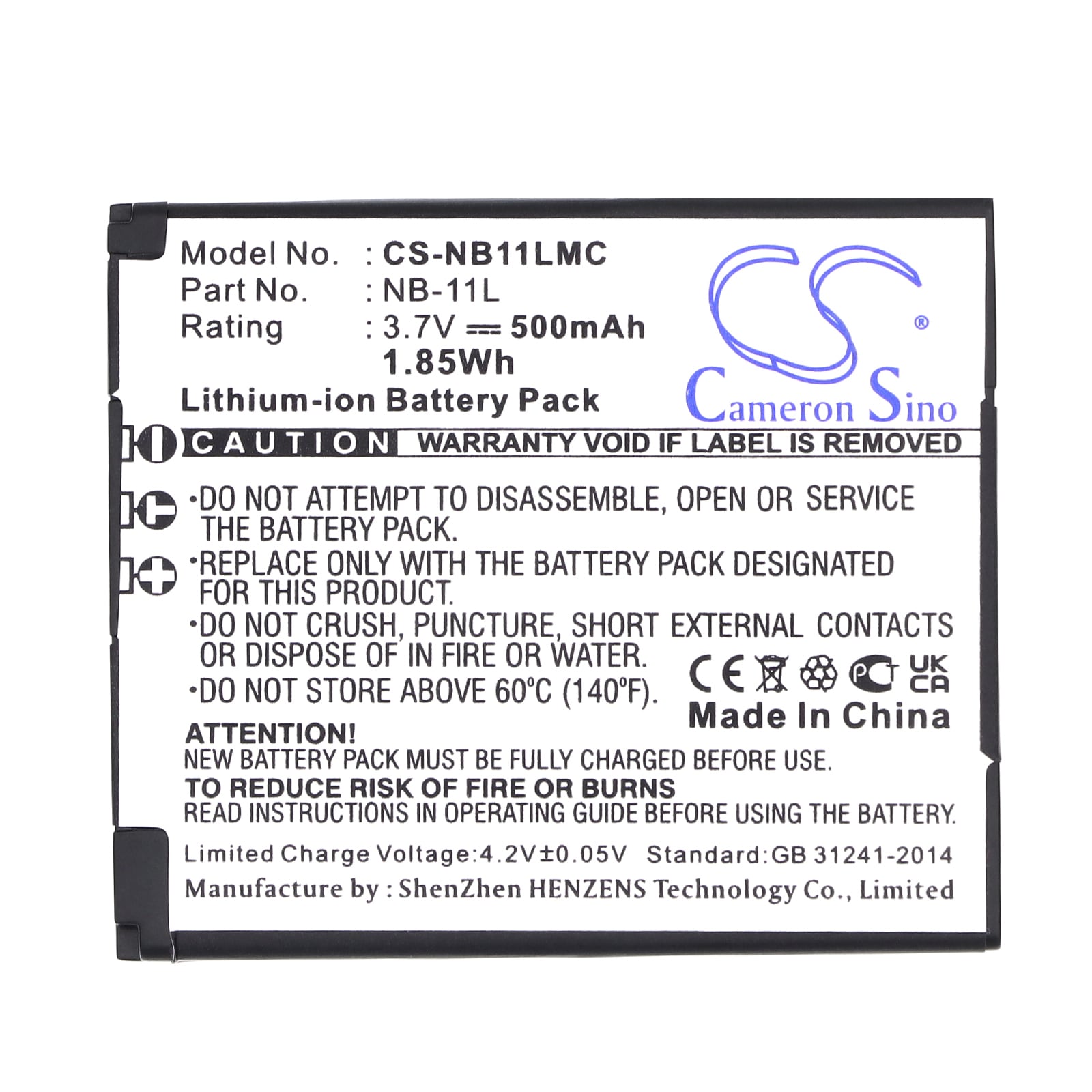 Batteri til kamera for Canon IXUS 125HS, IXUS 240HS, PowerShot A2300 m.fl.