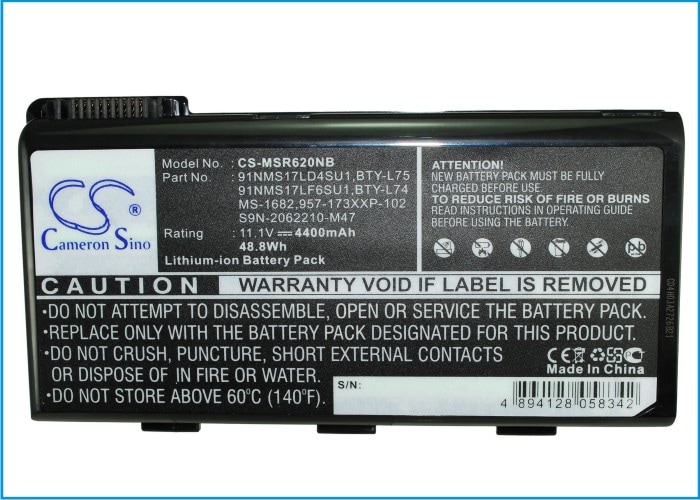 Batteri til bærbar PC, notatbok for MSI A5000, MSI A6000, A6005 m.fl.